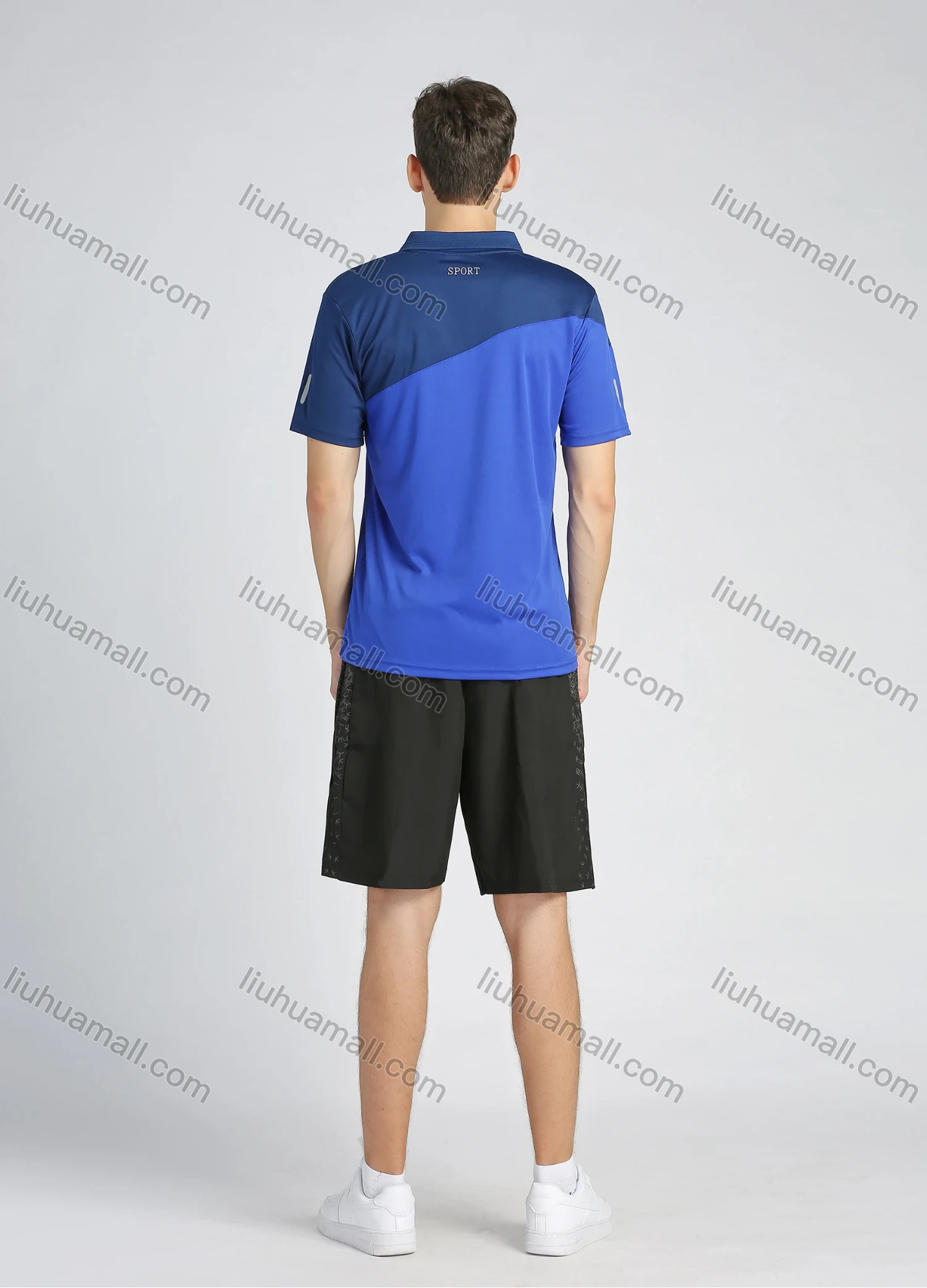 Wholesale Men's Sporty Colorblock Short Sleeve Slim Fit Quick Dry Polo Shirt - Liuhuamall