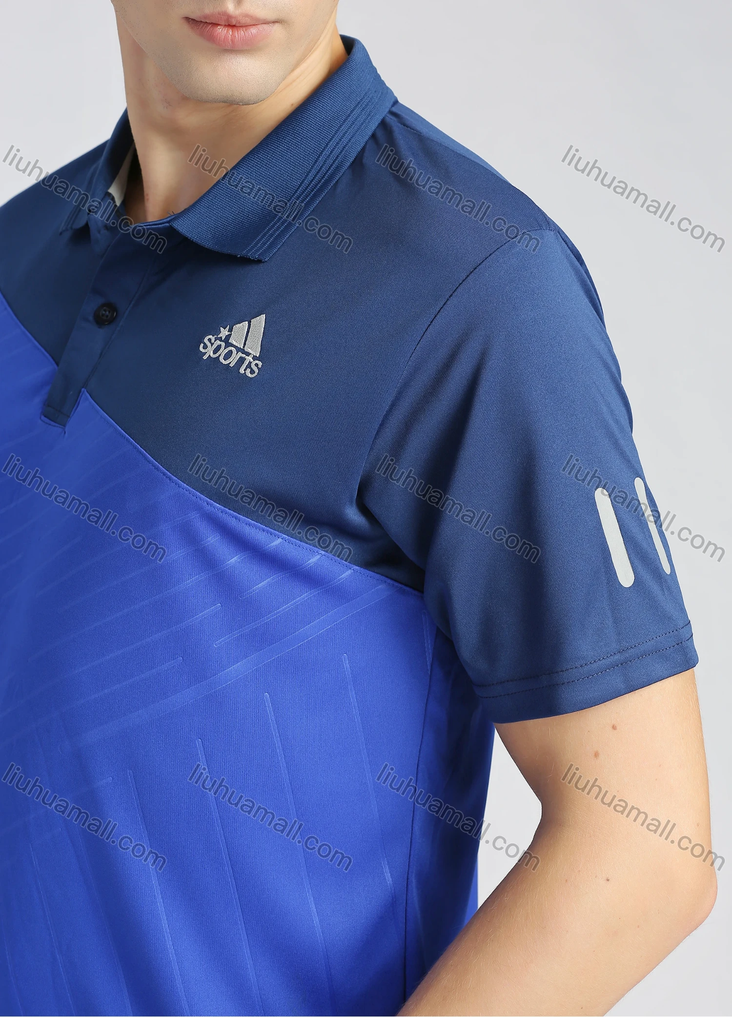 Wholesale Men's Sporty Colorblock Short Sleeve Slim Fit Quick Dry Polo Shirt - Liuhuamall
