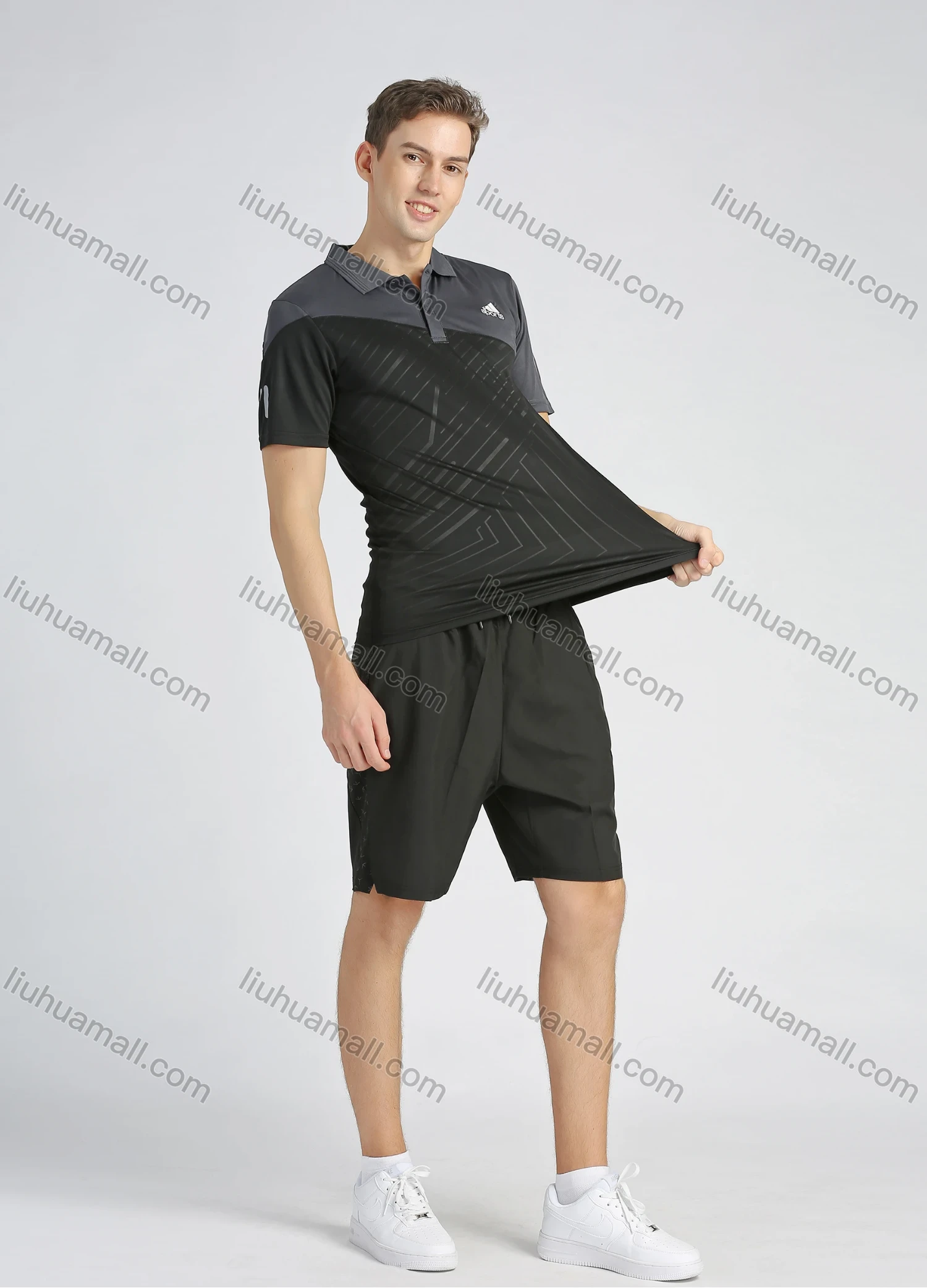 Wholesale Men's Sporty Colorblock Short Sleeve Slim Fit Quick Dry Polo Shirt - Liuhuamall