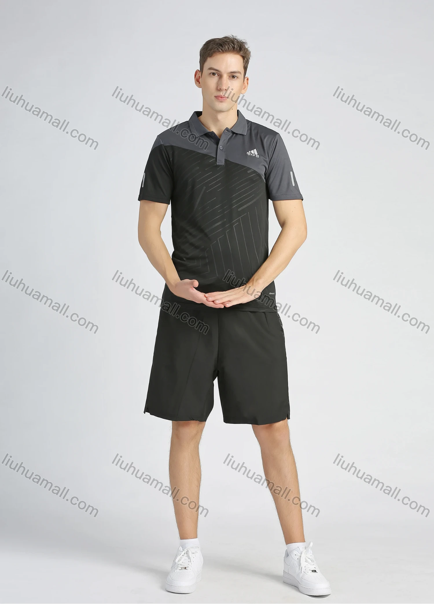 Wholesale Men's Sporty Colorblock Short Sleeve Slim Fit Quick Dry Polo Shirt - Liuhuamall