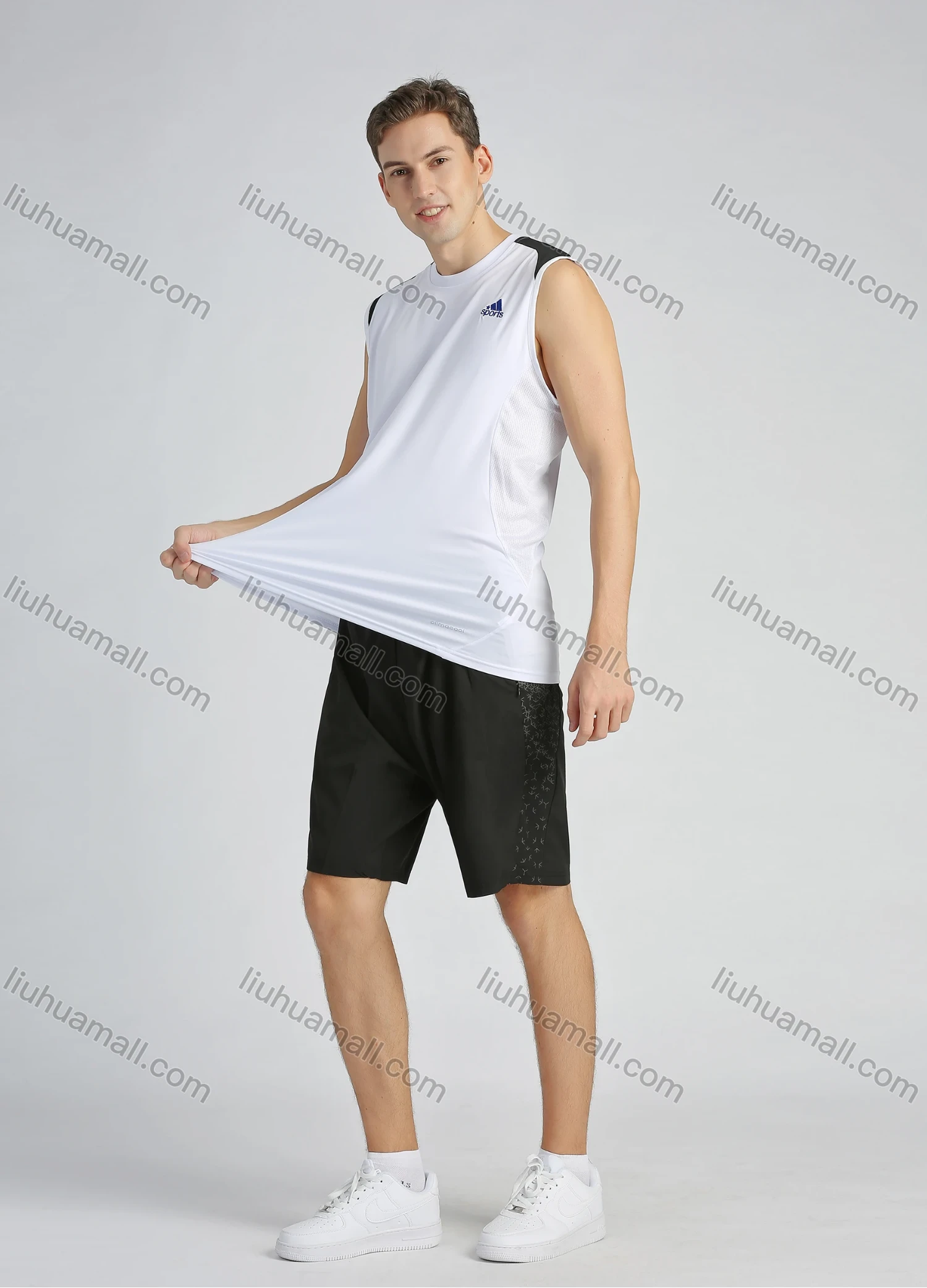 Wholesale Men's Athletic Quick Dry Plain Crew Neck Sleeveless Contrast Color Tank Top - Liuhuamall