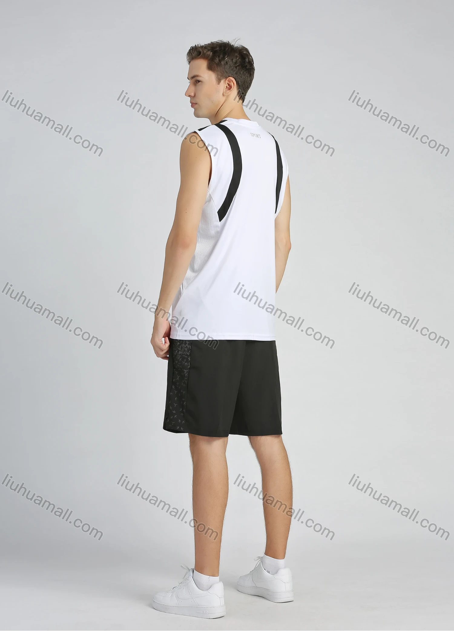 Wholesale Men's Athletic Quick Dry Plain Crew Neck Sleeveless Contrast Color Tank Top - Liuhuamall