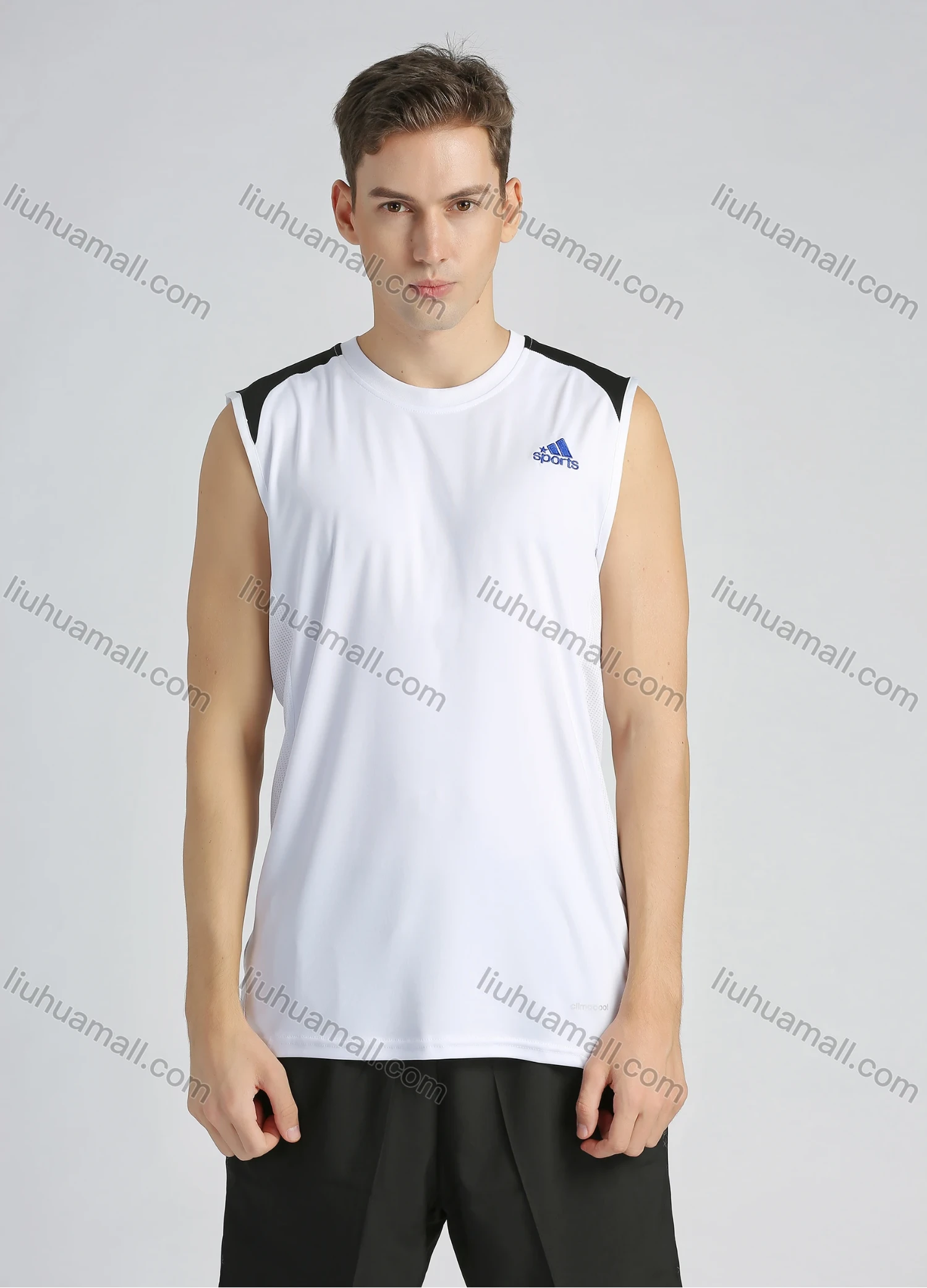 Wholesale Men's Athletic Quick Dry Plain Crew Neck Sleeveless Contrast Color Tank Top - Liuhuamall