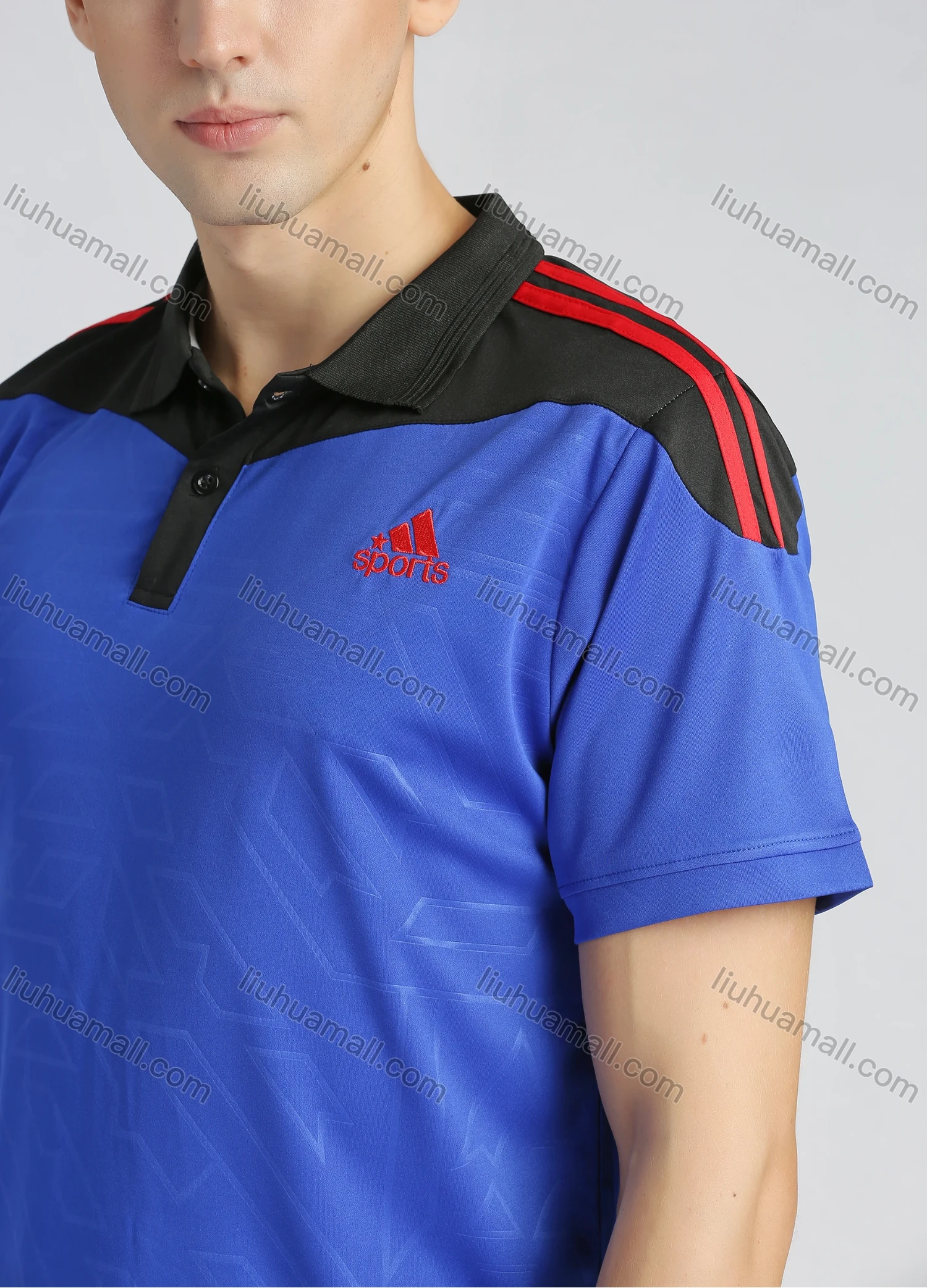 Wholesale Men's Sporty Colorblock Slim Fit Short Sleeve Striped Trim Workout Polo Shirt - Liuhuamall