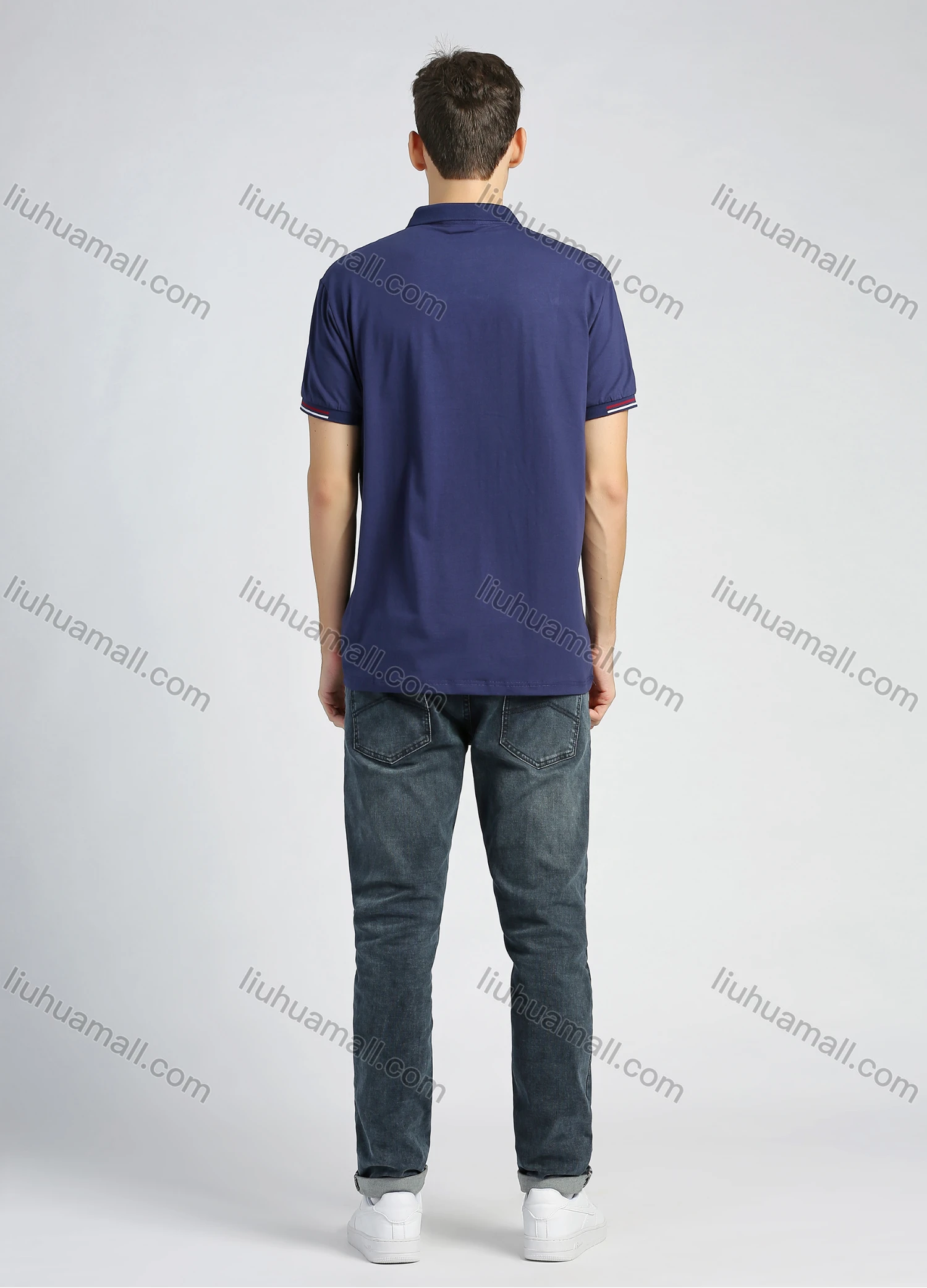 Wholesale Men's Cotton Casual Plain Embroidery Short Sleeve Polo Shirt - Liuhuamall