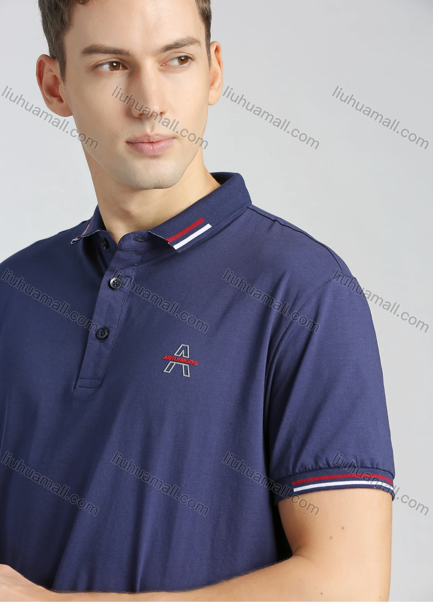 Wholesale Men's Cotton Casual Plain Embroidery Short Sleeve Polo Shirt - Liuhuamall