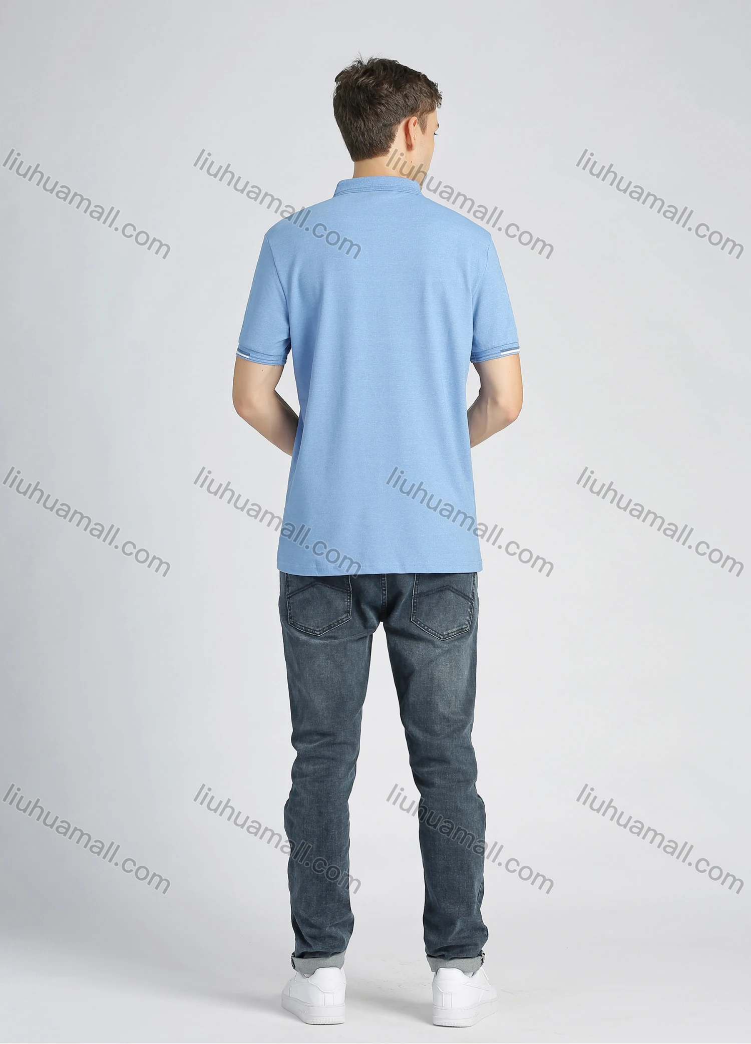 Wholesale Men's Casual Cotton Plain Embroidery Short Sleeve Polo Shirt - Liuhuamall
