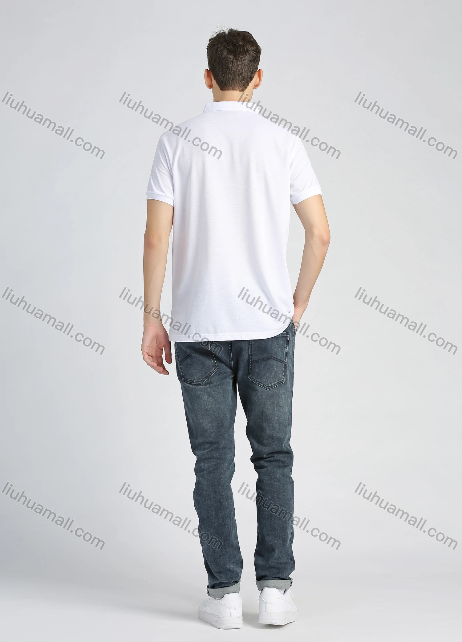 Wholesale Men's Casual Cotton Short Sleeve Striped Polo Shirt - Liuhuamall