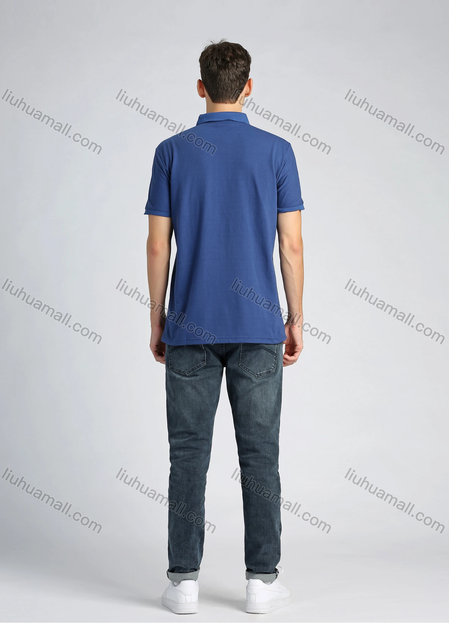 Wholesale Men's Casual Cotton Colokblock Striped Short Sleeve Polo Shirt - Liuhuamall