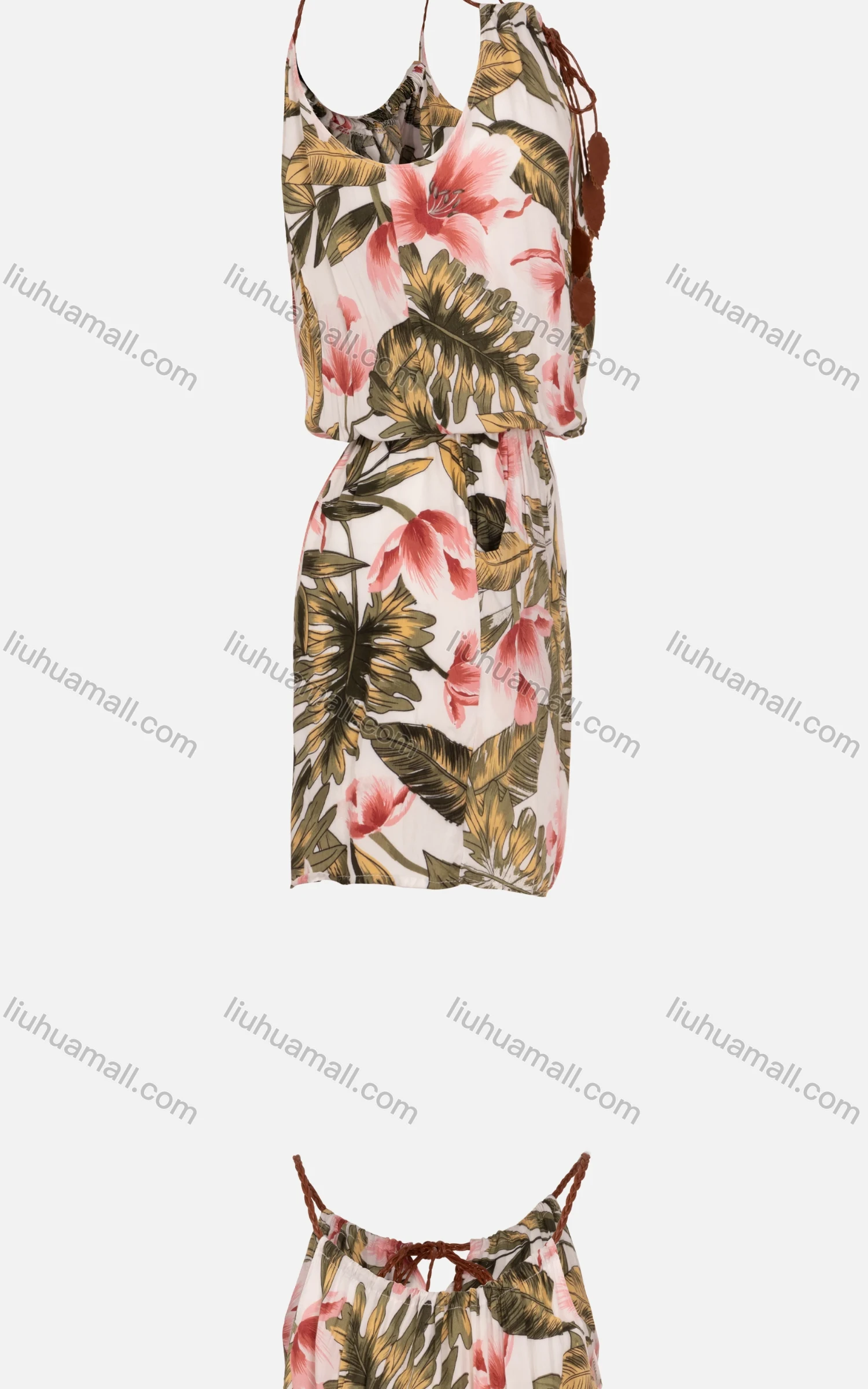 Wholesale Women's Sleeveless Spaghetti Strap Keyhole Neck Floral Print Romper - Liuhuamall