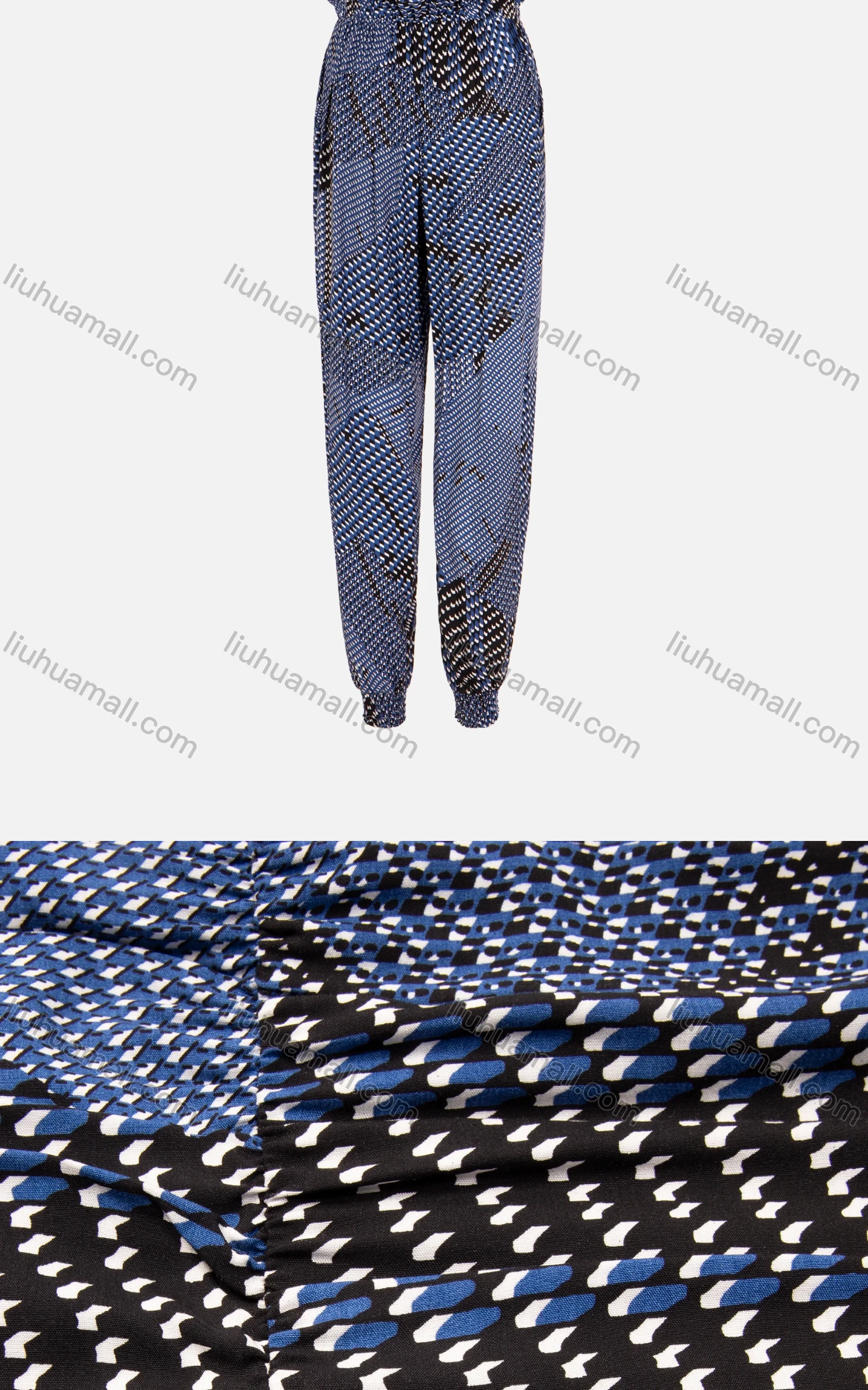 Wholesale Women's Sleeveless Keyhole Neck Allover Print Jumpsuit - Liuhuamall