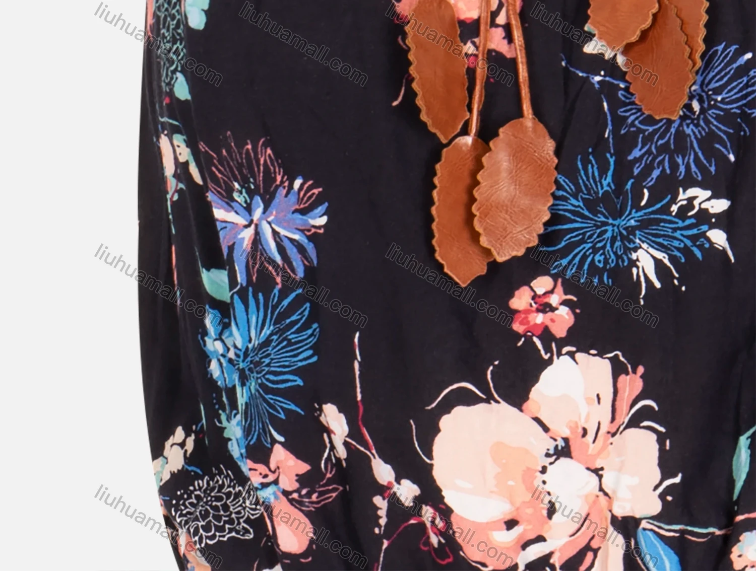 Wholesale Women's Sleeveless Boat Neck Tie Front Allover Floral Print Jumpsuit - Liuhuamall