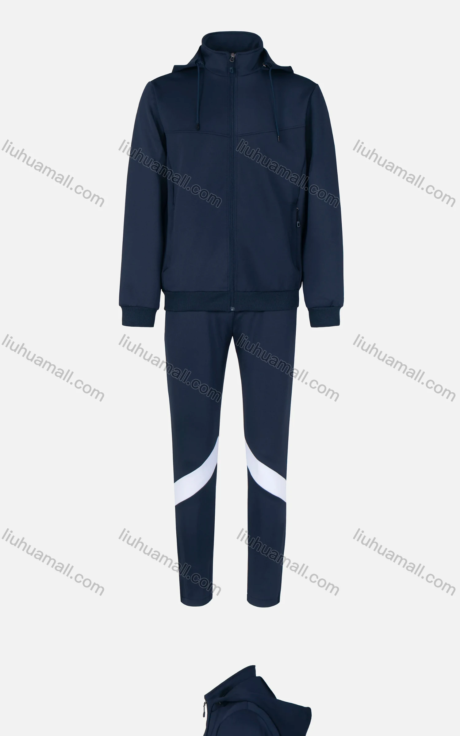 Wholesale Men's Sporty 2-Piece Long Sleeve Hooded Jacket & Striped Jogger Pants Sets - Liuhuamall