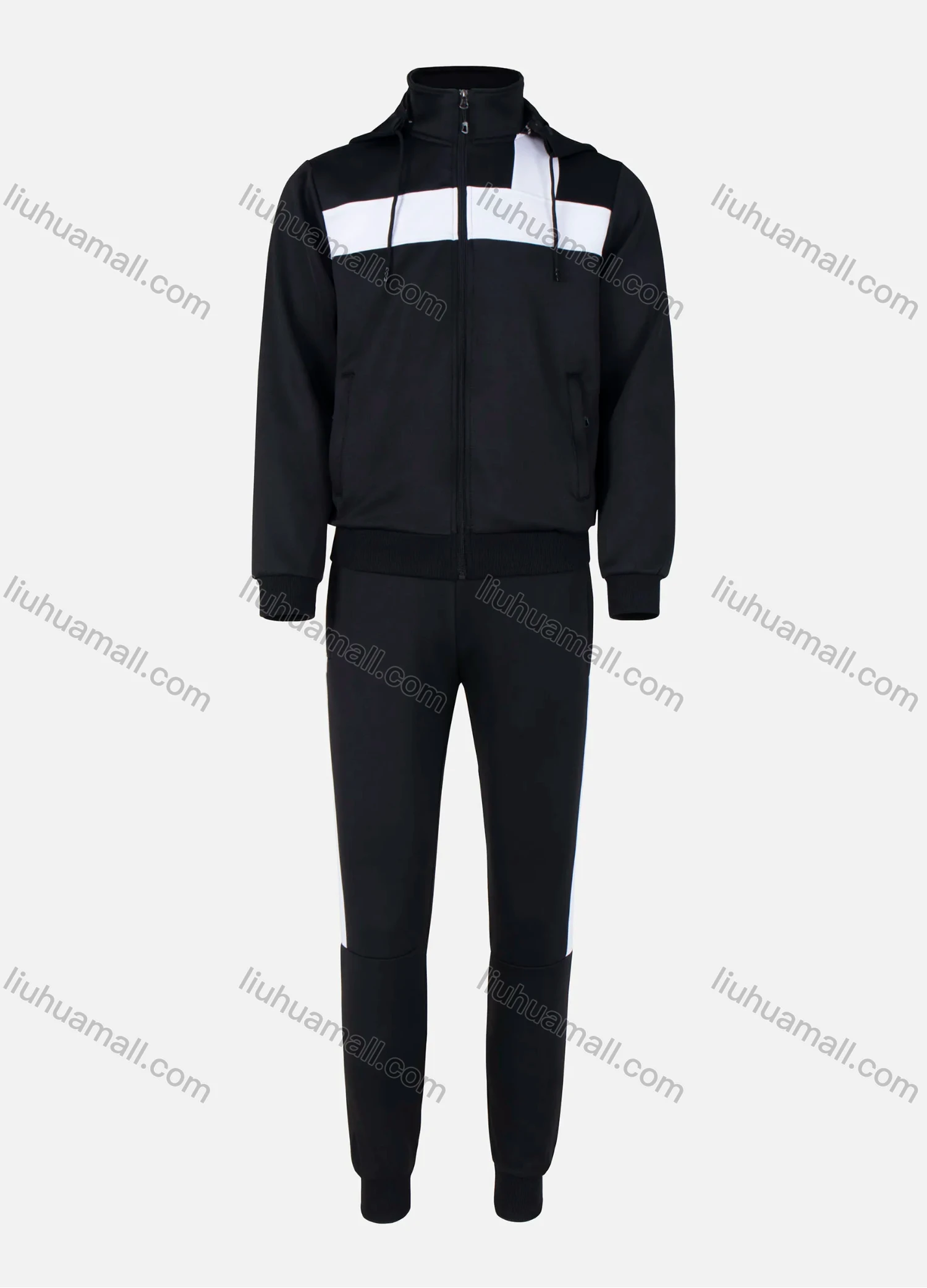 Wholesale Men's Sporty 2-Piece Long Sleeve Colorblock Jacket & Jogger Pants Sets - Liuhuamall