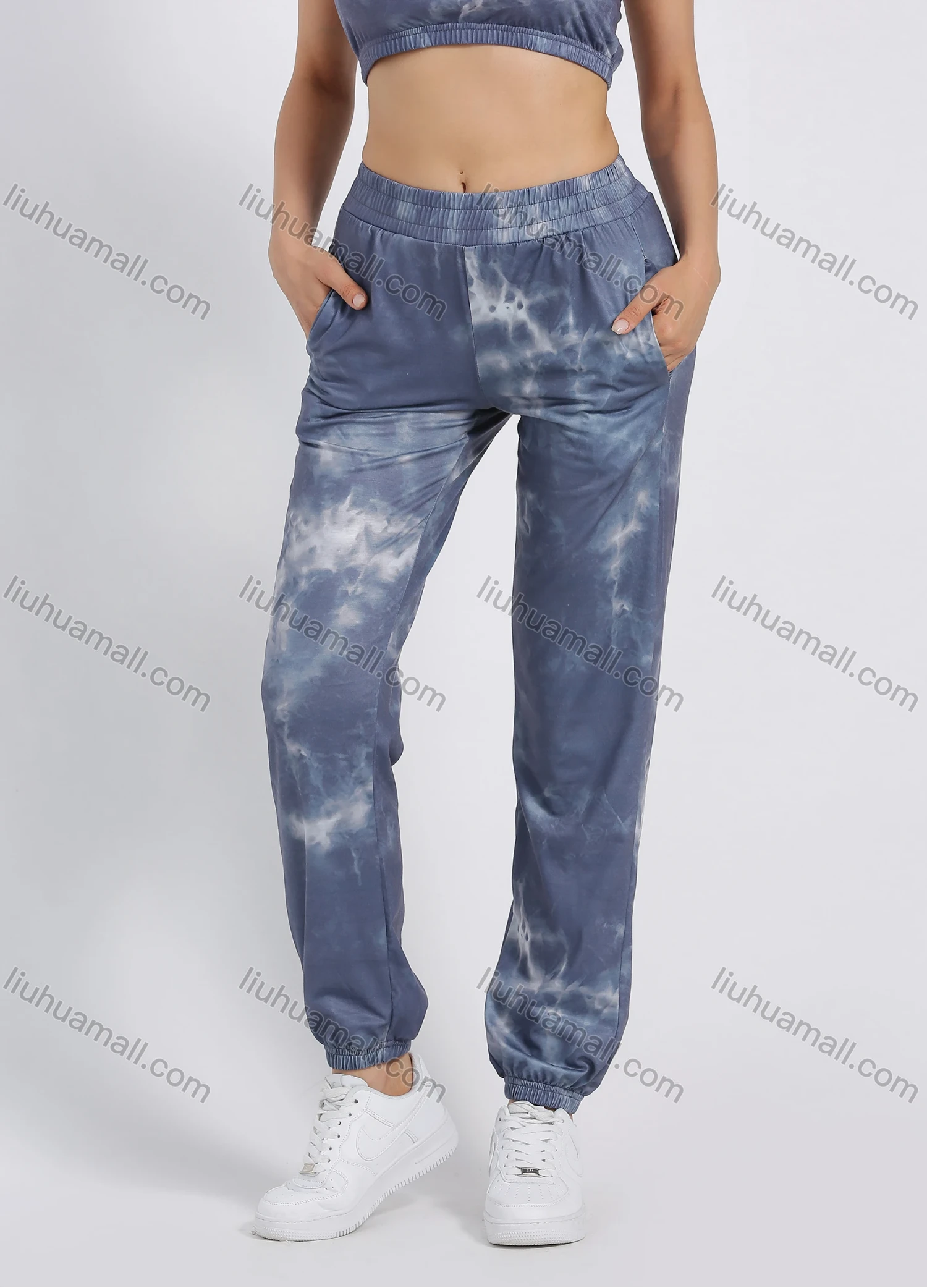 Wholesale Women's Casual Tie Dye Crop Tube Top & Sweatpants 2 Piece Set - Liuhuamall
