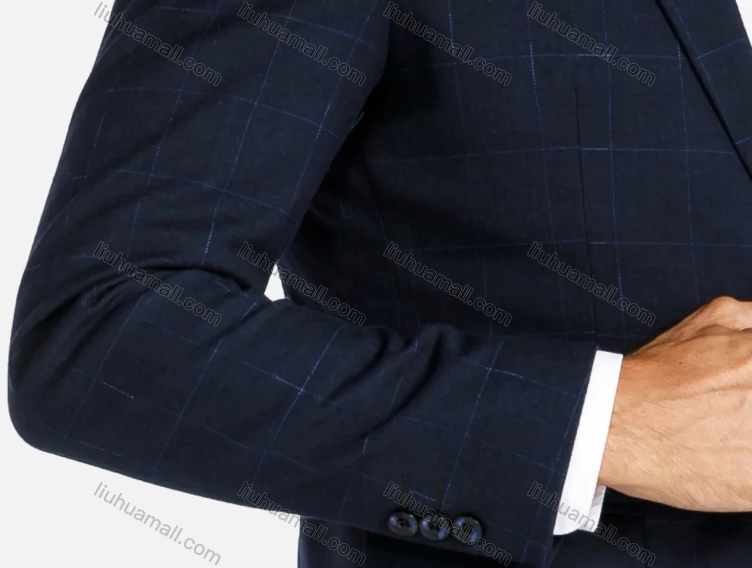 Wholesale Men's Plaid Button Blazer&Pants 2-Piece Slim Fit Suit Set - Liuhuamall