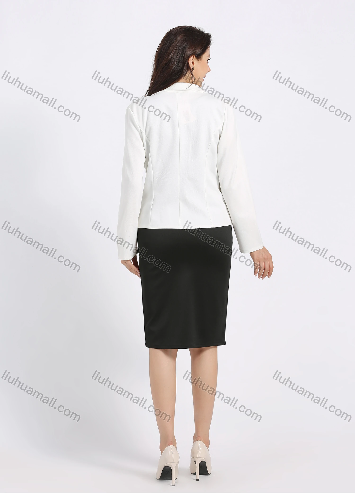 Wholesale Women's Casual Business Lapel Blazer Long Sleeve Plain One Button Suit Jacket - Liuhuamall