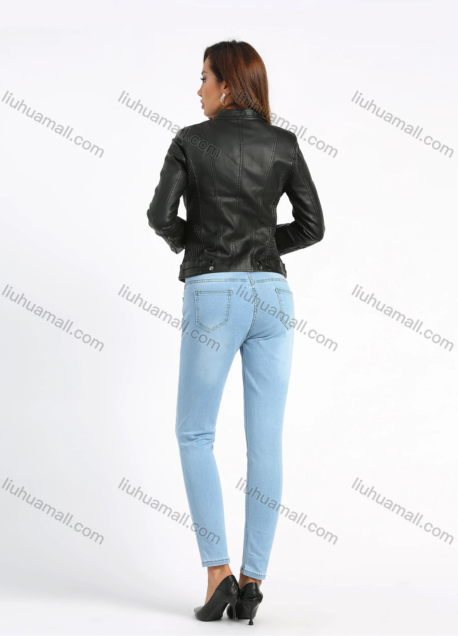 Wholesale Women's Fashion High Waist Button Front Patch Pocket Skinny Jeans - Liuhuamall