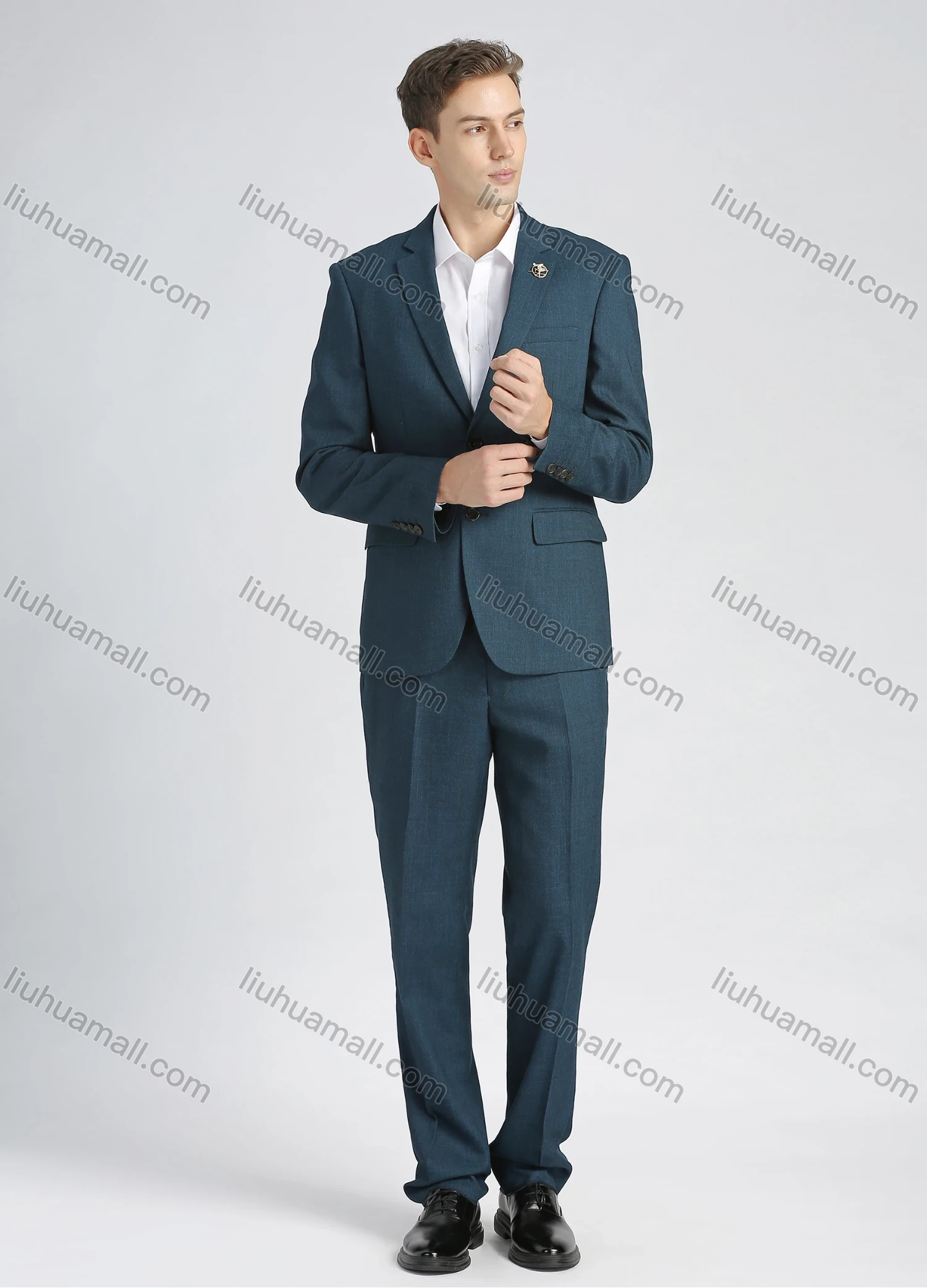Wholesale Men's Formal Plain Single Breasted Pockets Lapel Slim Fit Blazer & Trousers 2 Piece Sets - Liuhuamall
