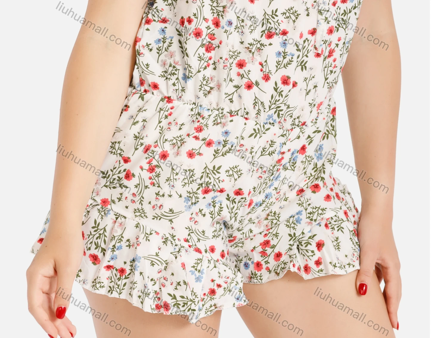 Wholesale Women's Casual Short Sleeve Floral Print Romper - Liuhuamall