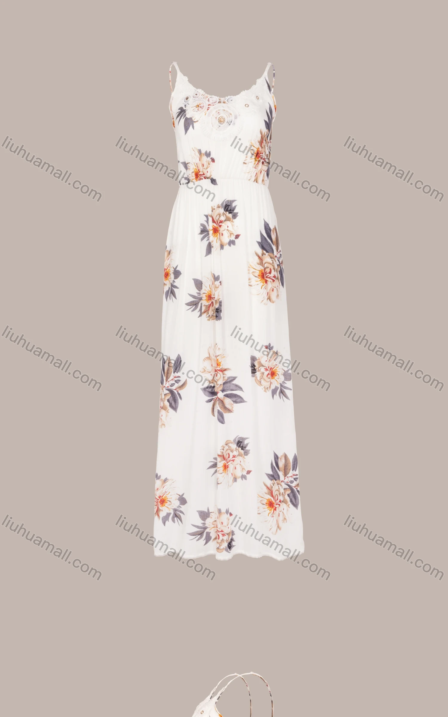 Wholesale Women's Summer Spaghetti Strap Floral Print Pleated Cami Dress - Liuhuamall