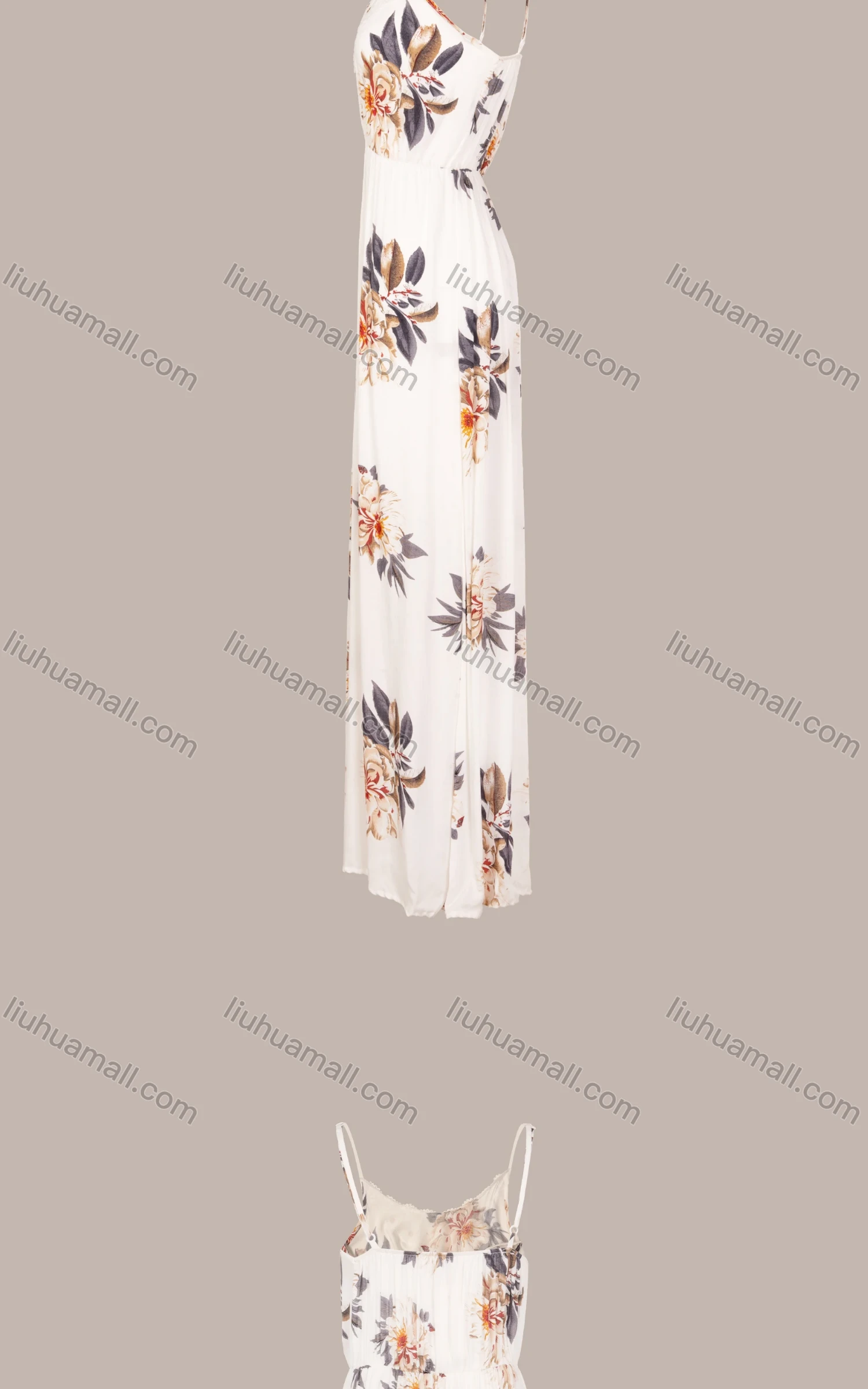 Wholesale Women's Summer Spaghetti Strap Floral Print Pleated Cami Dress - Liuhuamall