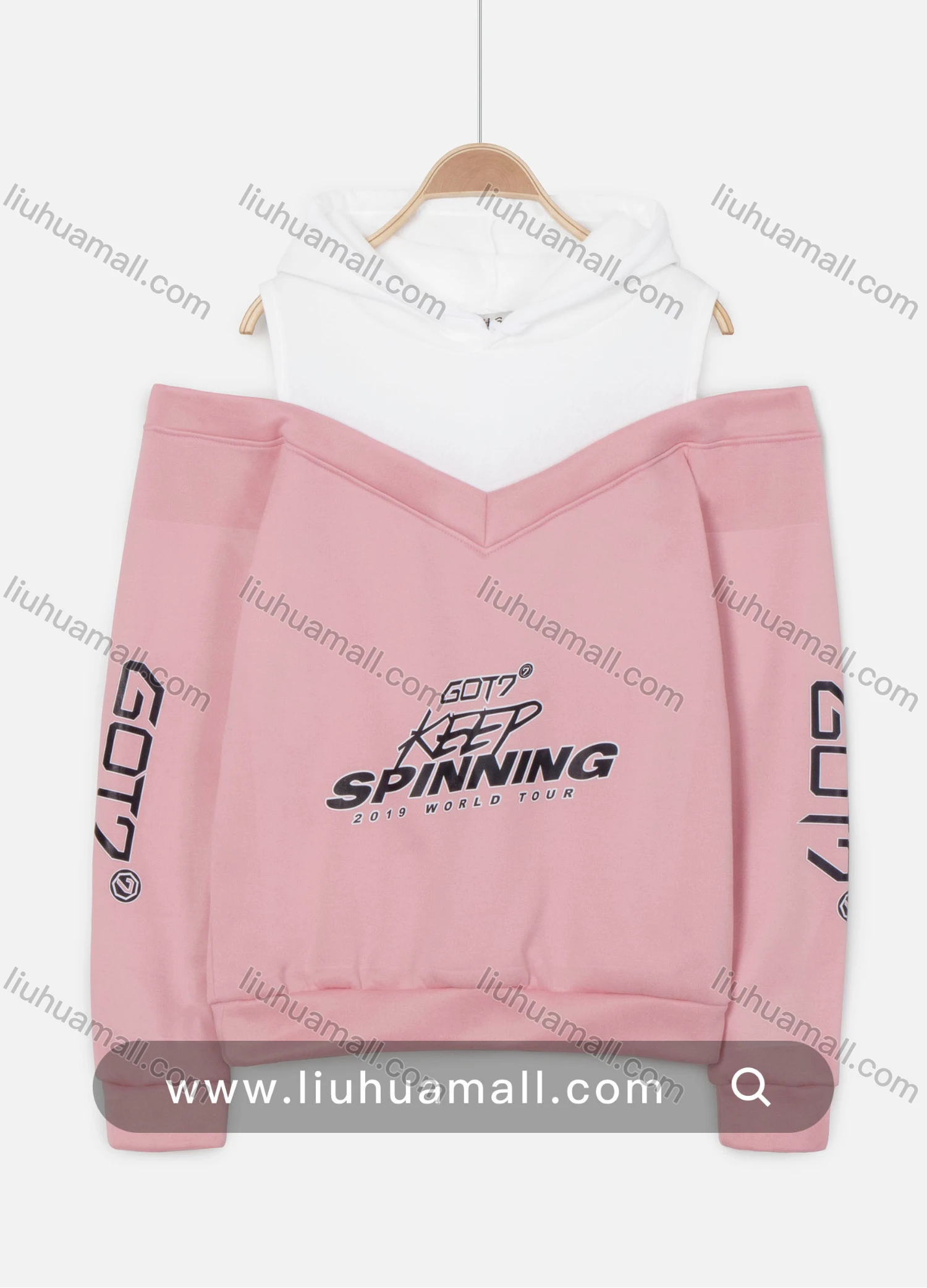 Wholesale Women's Letter Print Cold Shoulder Long Sleeve Drawstring Hoodie - Liuhuamall