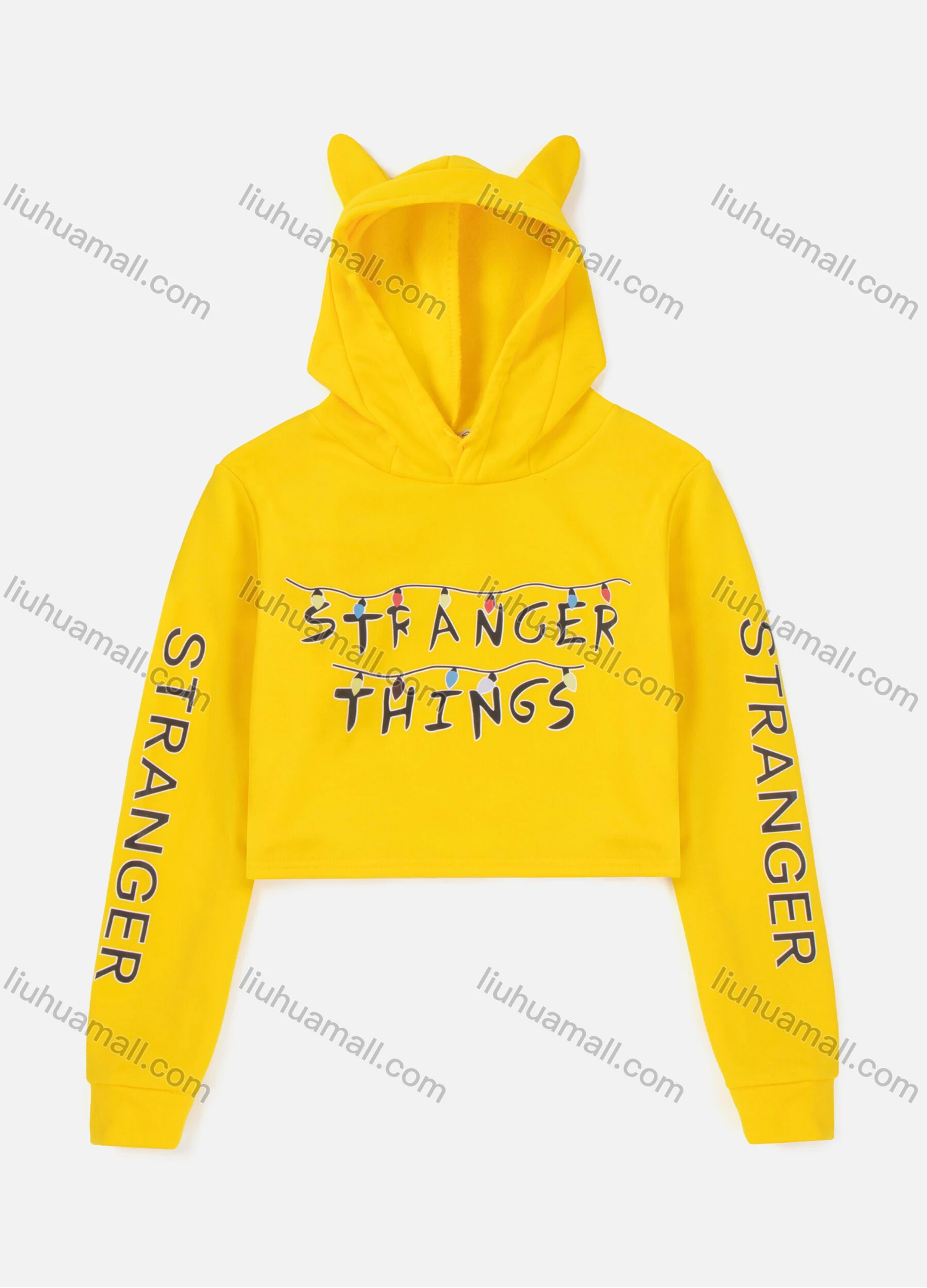 Wholesale Women's Casual Letter Print Cropped Long Sleeve Hoodie· - Liuhuamall