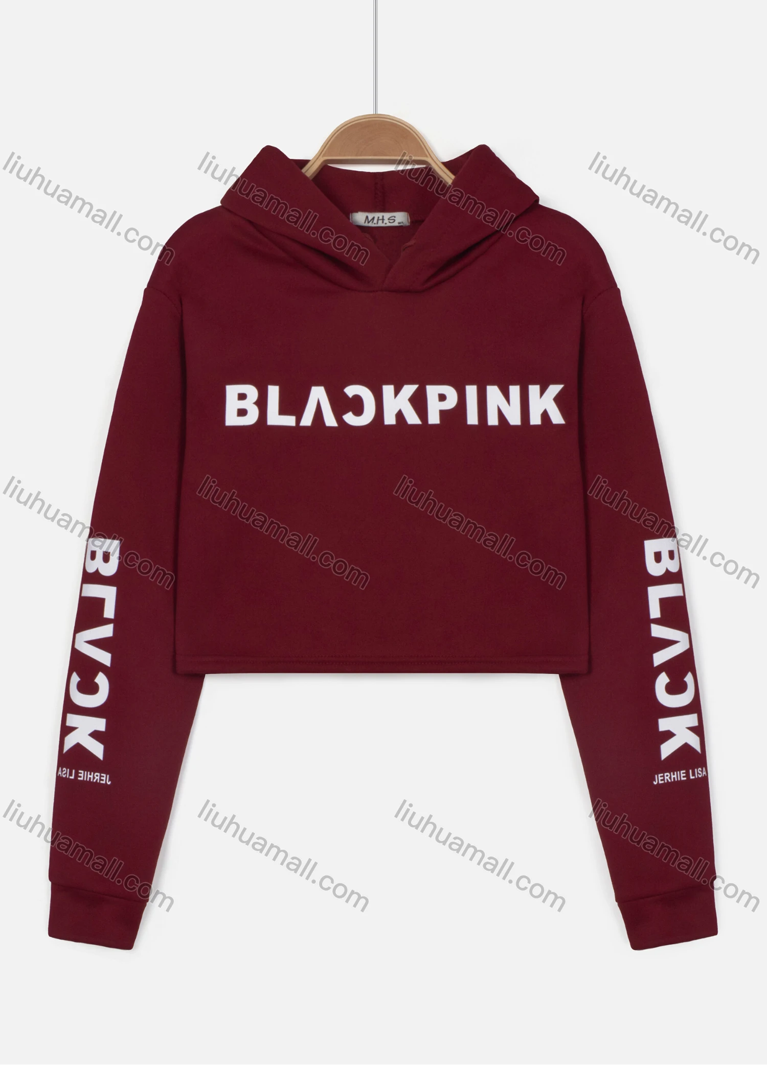 Wholesale Women's Casual Letter Print Cropped Long Sleeve Drawstring Hoodie - Liuhuamall