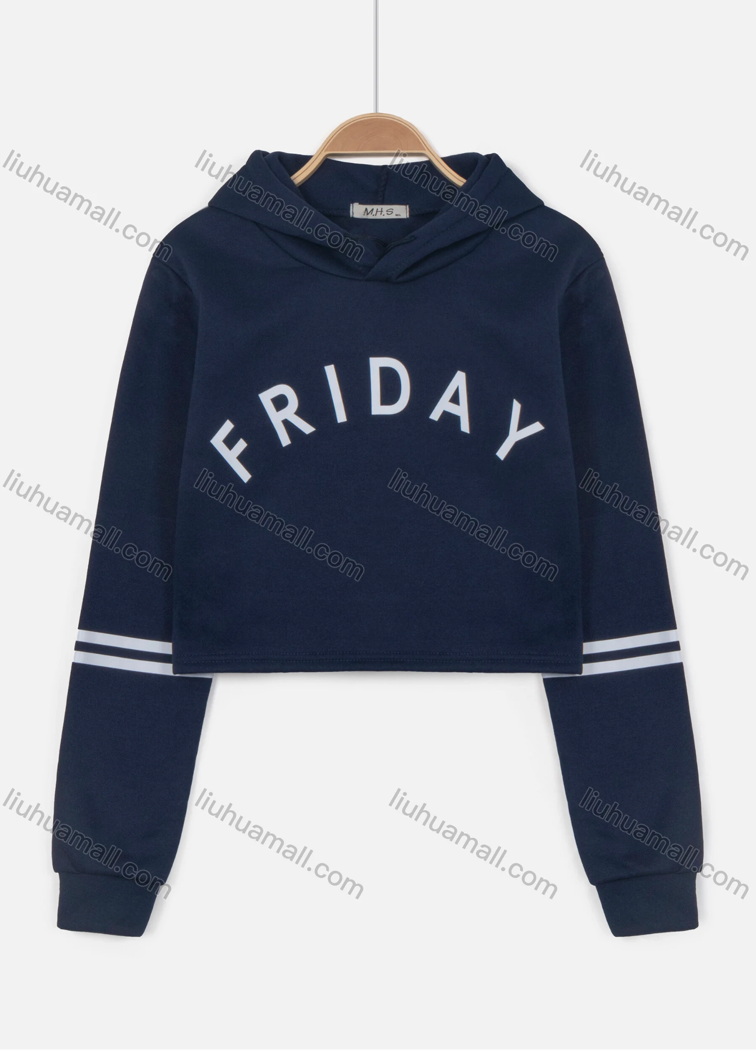 Wholesale Women's Casual Letter Print Cropped Long Sleeve Drawstring Hoodie - Liuhuamall