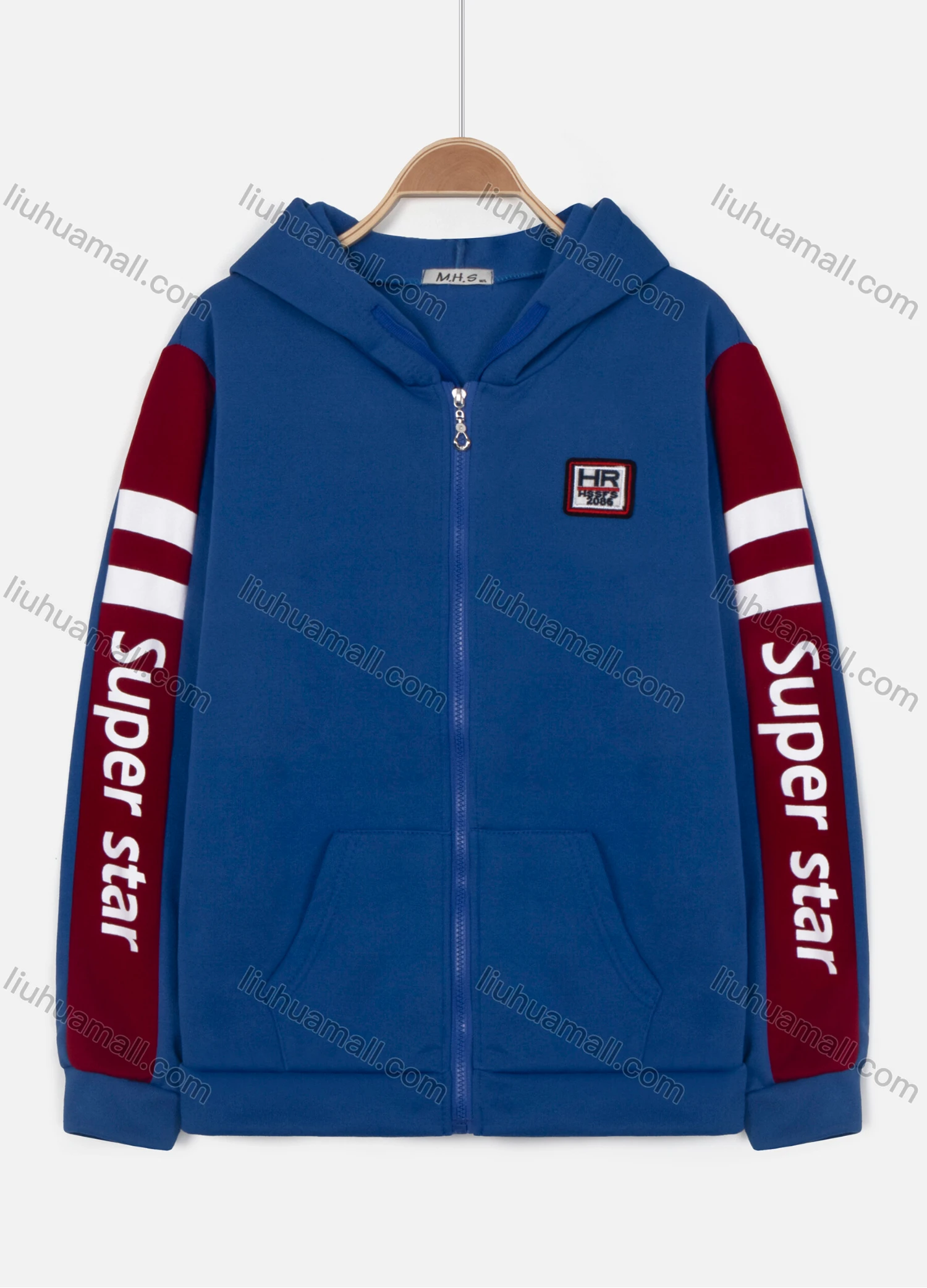 Wholesale Women's Casual Striped Colorblock Long Sleeve Zipper Letter Print Pockets Hoodie - Liuhuamall