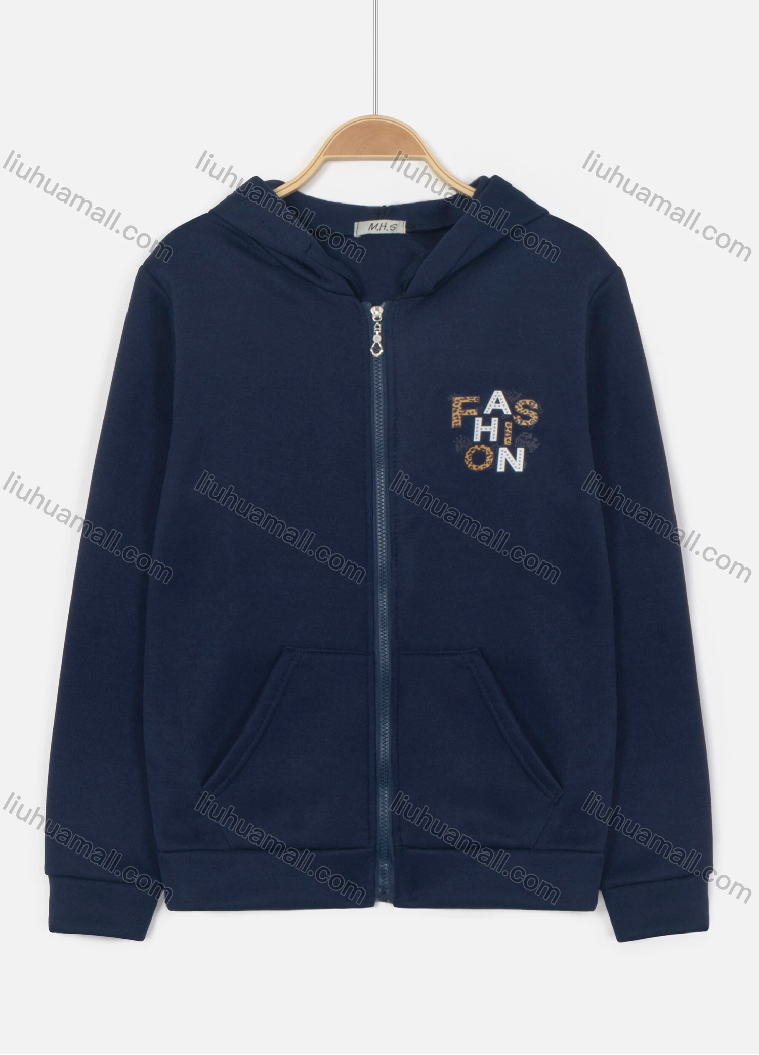 Wholesale Women's Casual Long Sleeve Zipper Pattern Pockets Hoodie - Liuhuamall