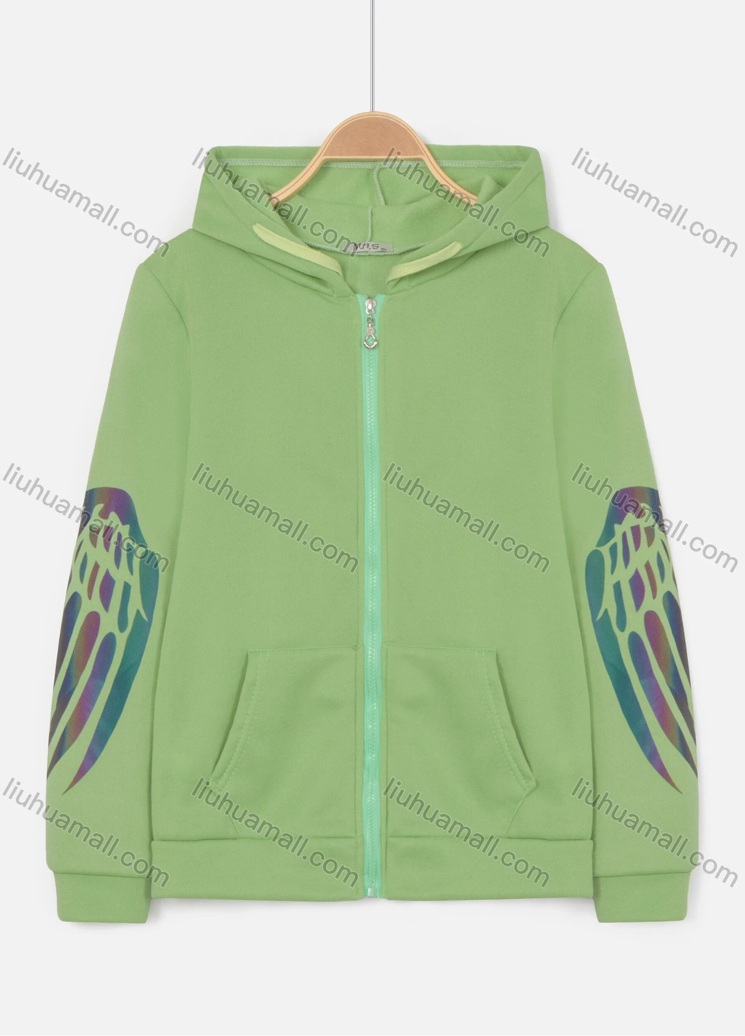 Wholesale Women's Casual Long Sleeve Zipper Gradient Pattern Pockets Hoodie - Liuhuamall