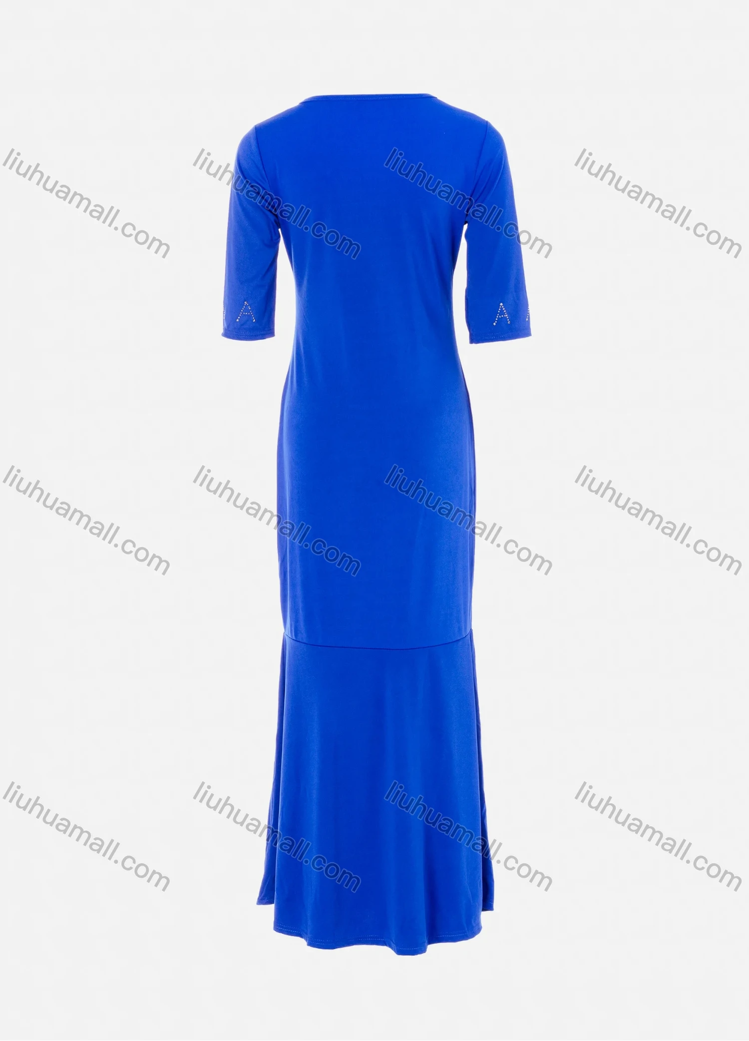 Wholesale Women's African Elegant Plus Size Half Sleeve Round Neck Rhinestone Pearl Decor Maxi Dress - Liuhuamall