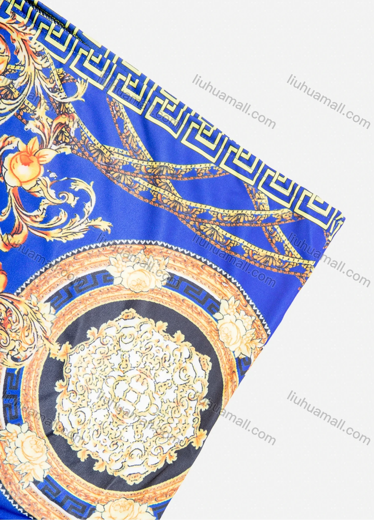 Wholesale Women's African Bat Sleeve Plus Size Robe Round Neck Baroque Print Kaftan Maxi Dress - Liuhuamall