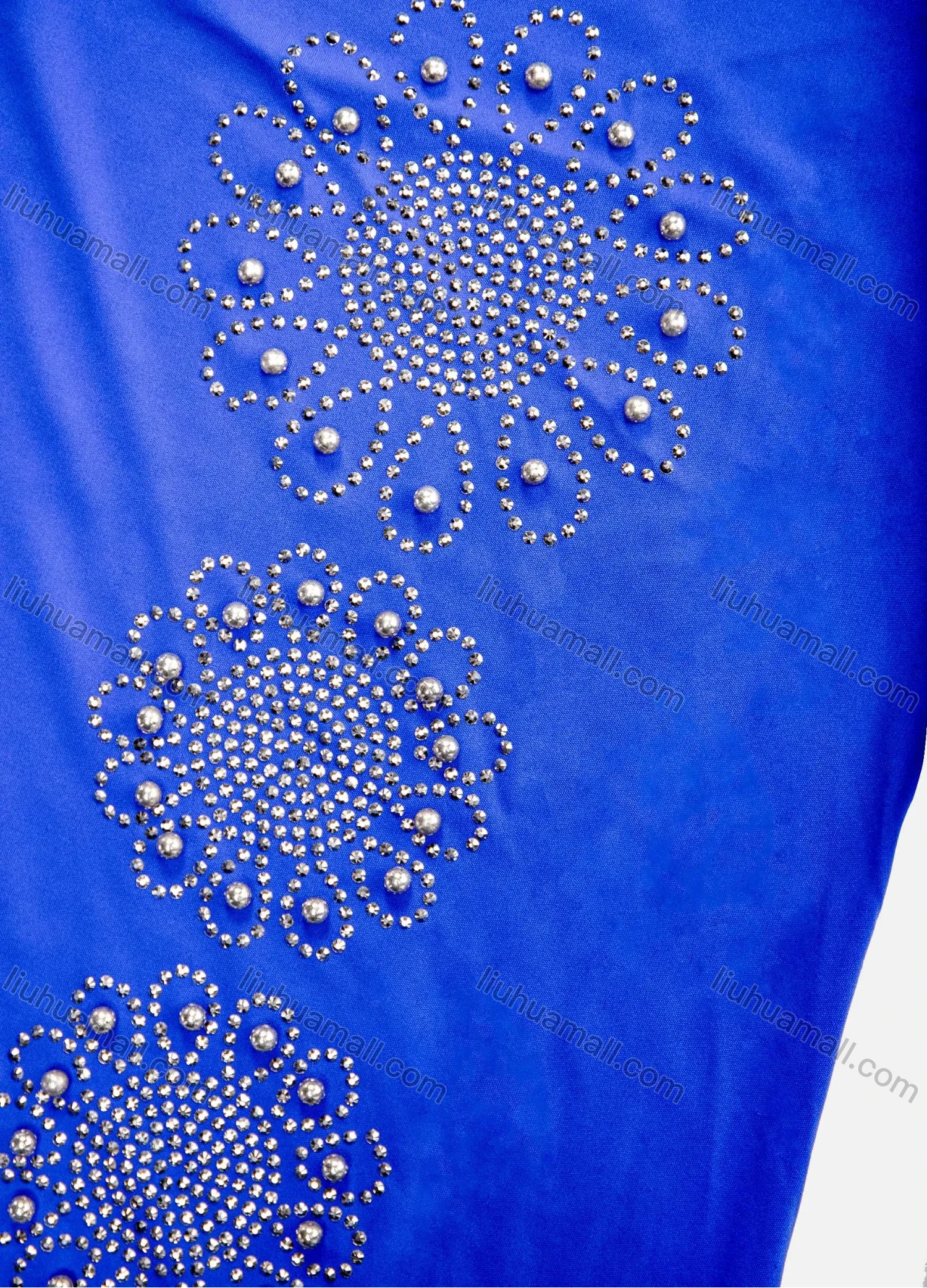 Wholesale Women's African Elegant Plus Size Half Sleeve Round Neck Rhinestone Pearl Decor Maxi Dress - Liuhuamall