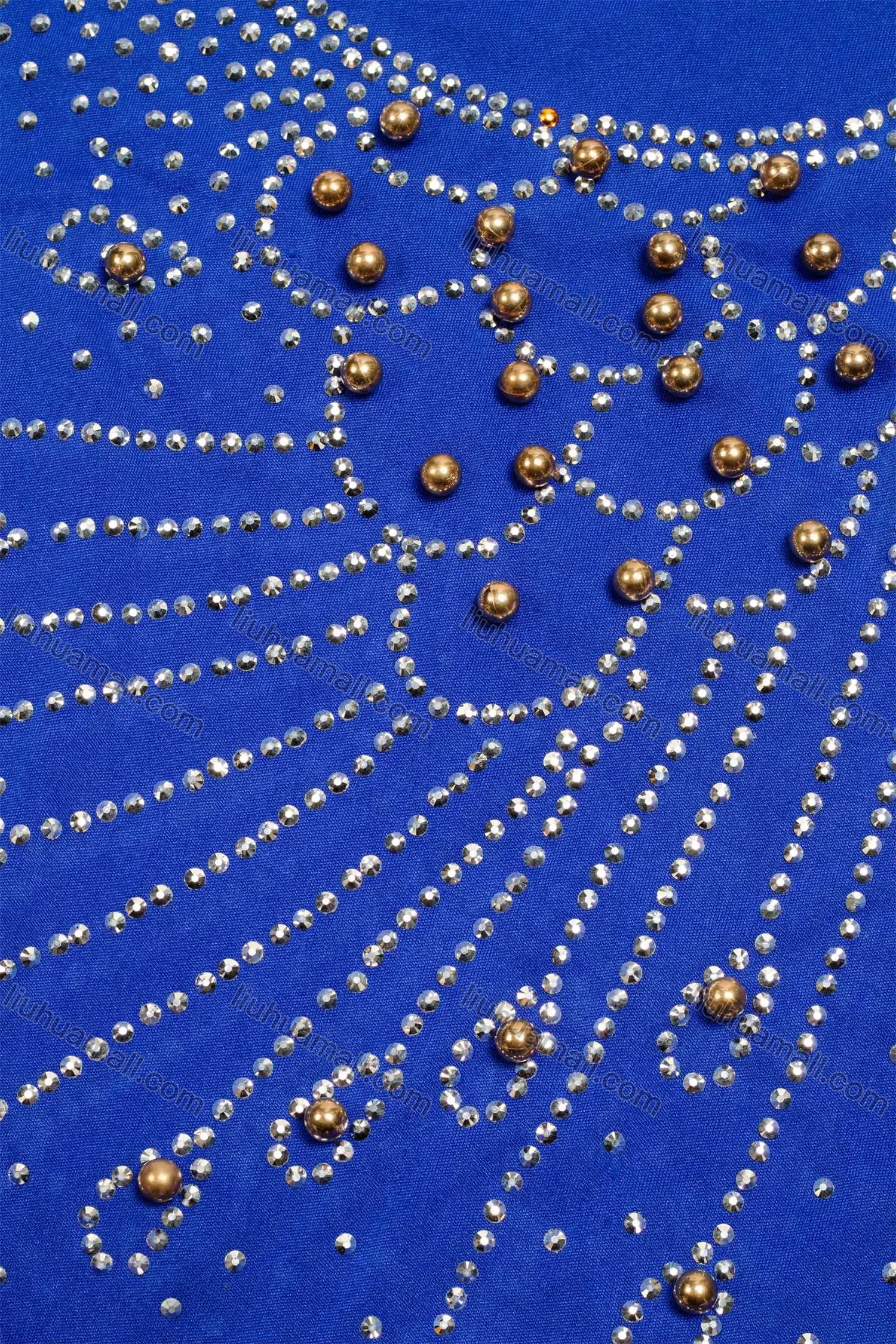 Wholesale Women's African Elegant Plus Size Half Sleeve Round Neck Rhinestone Pearl Decor Maxi Dress - Liuhuamall