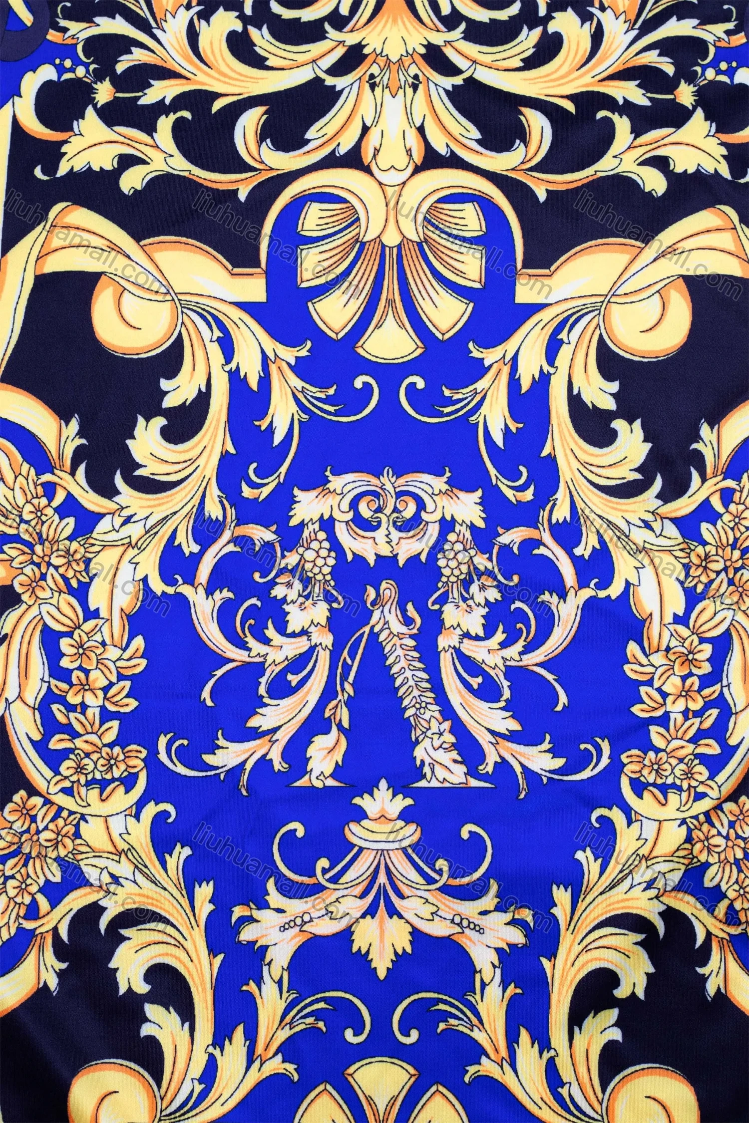 Wholesale Women's African Half Sleeve Boat Neck Baroque Print Plus Size Midi Dress - Liuhuamall