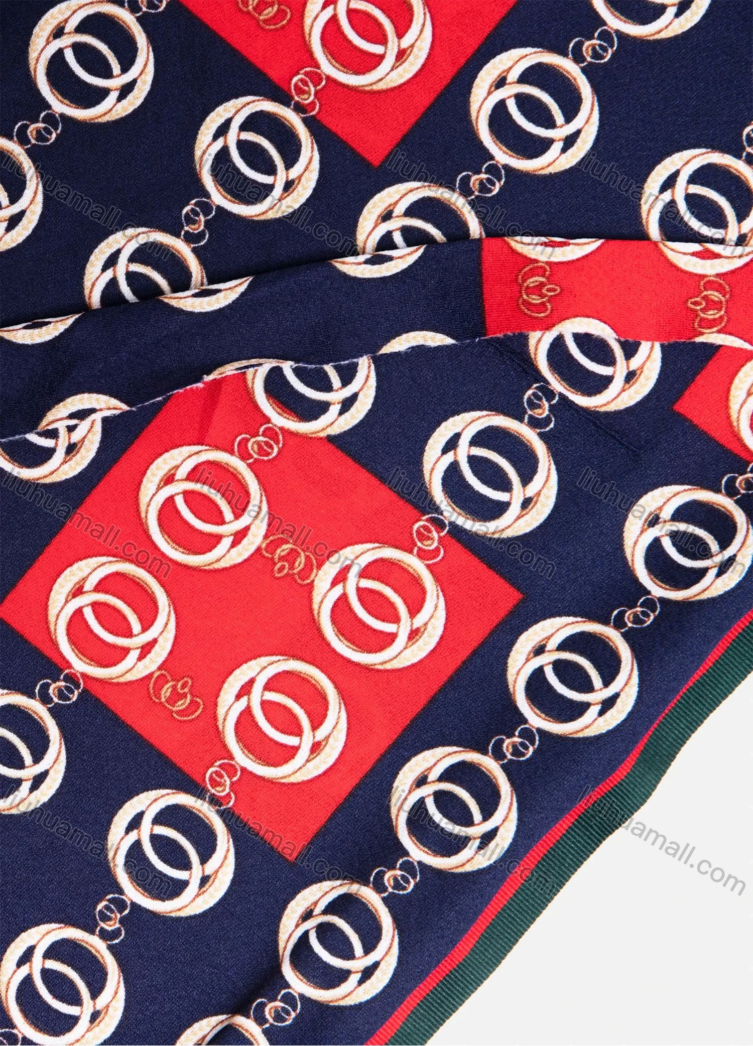 Wholesale Women's Casual Plus Size V Neck Short Sleeve Round Neck Patchwork & Chain Print Midi Dress - Liuhuamall