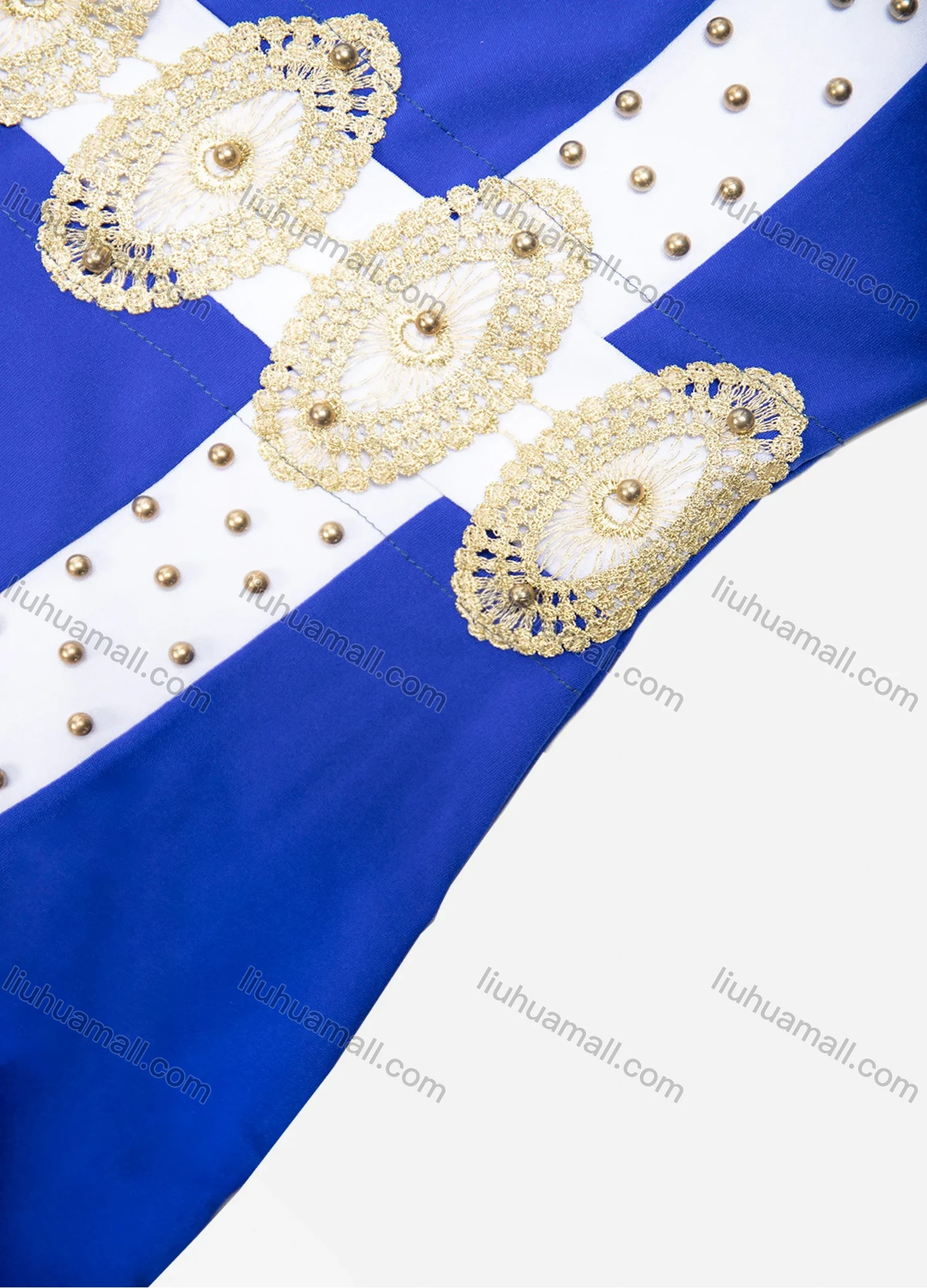 Wholesale Women's African Elegant Plus Size Half Sleeve Round Neck Rhinestone Pearl Decor Maxi Dress - Liuhuamall