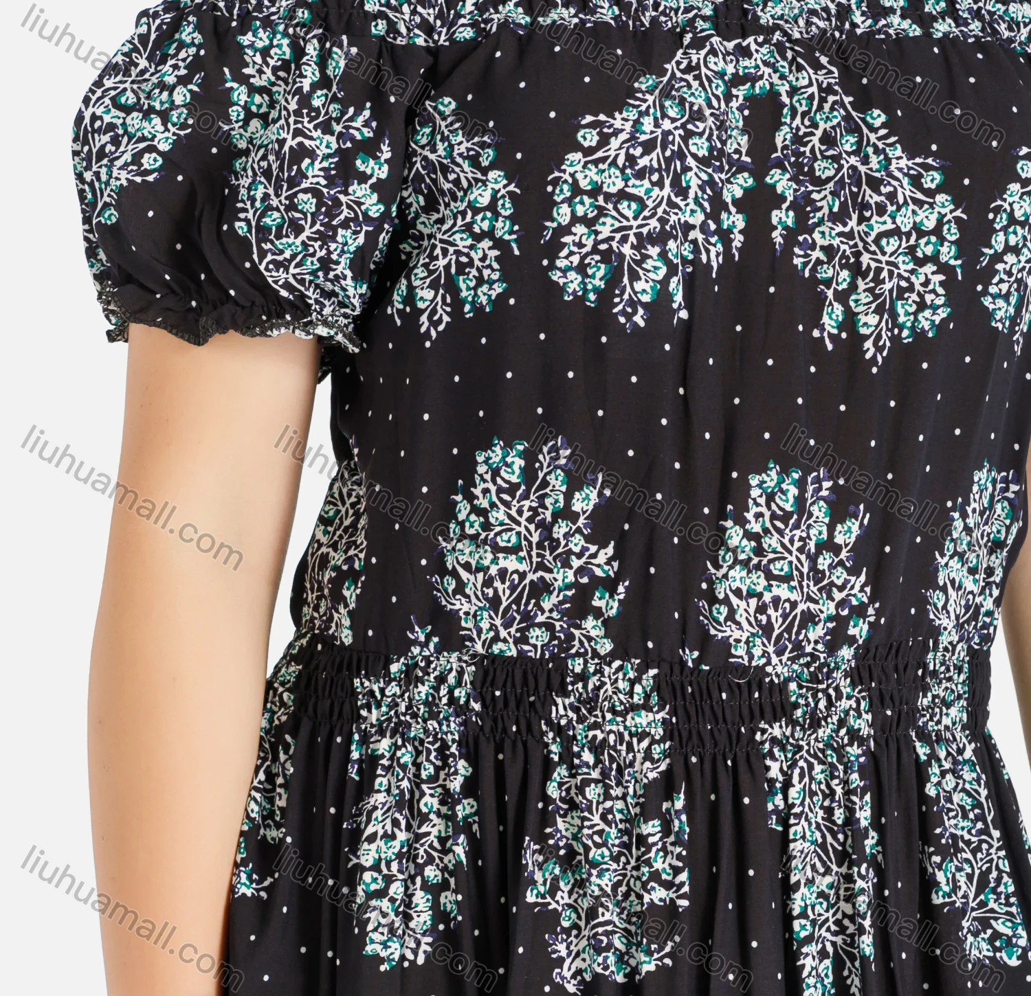 Wholesale Women's Casual Off Shoulder Puff Sleeve A-Line Midi Dress - Liuhuamall