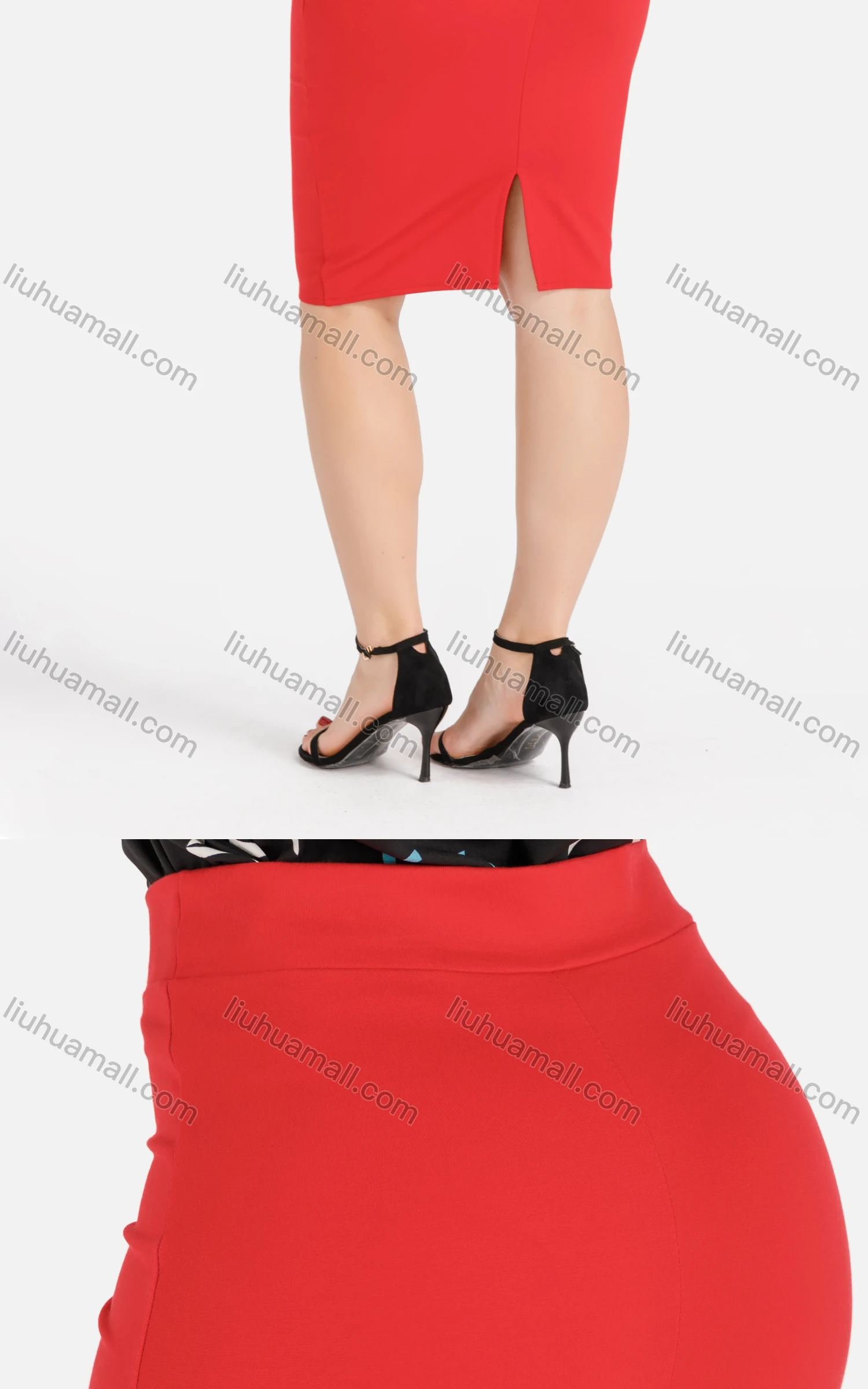 Wholesale Women's Casual Plain Pencil High Waist Knee Length Skirt - Liuhuamall