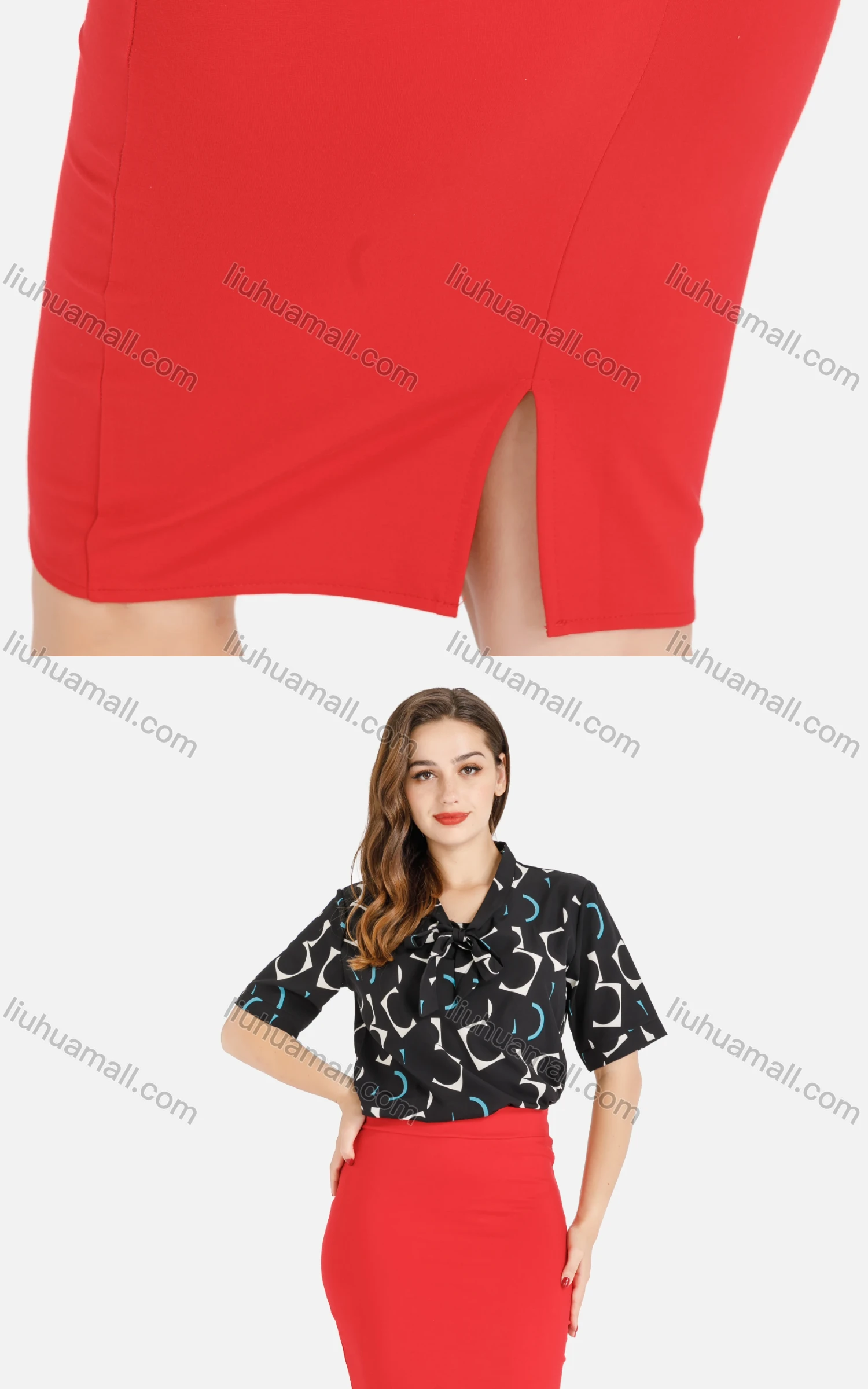 Wholesale Women's Casual Plain Pencil High Waist Knee Length Skirt - Liuhuamall