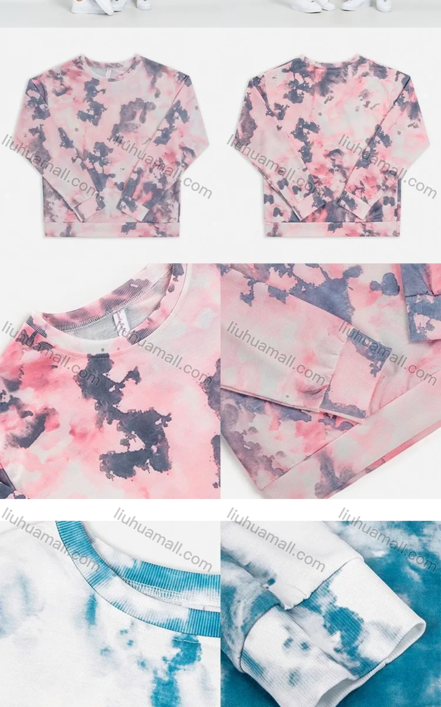 Wholesale Women's Casual Crew Neck Pullover Long Sleeve Regular Fit Tie Dye T-shirt - Liuhuamall