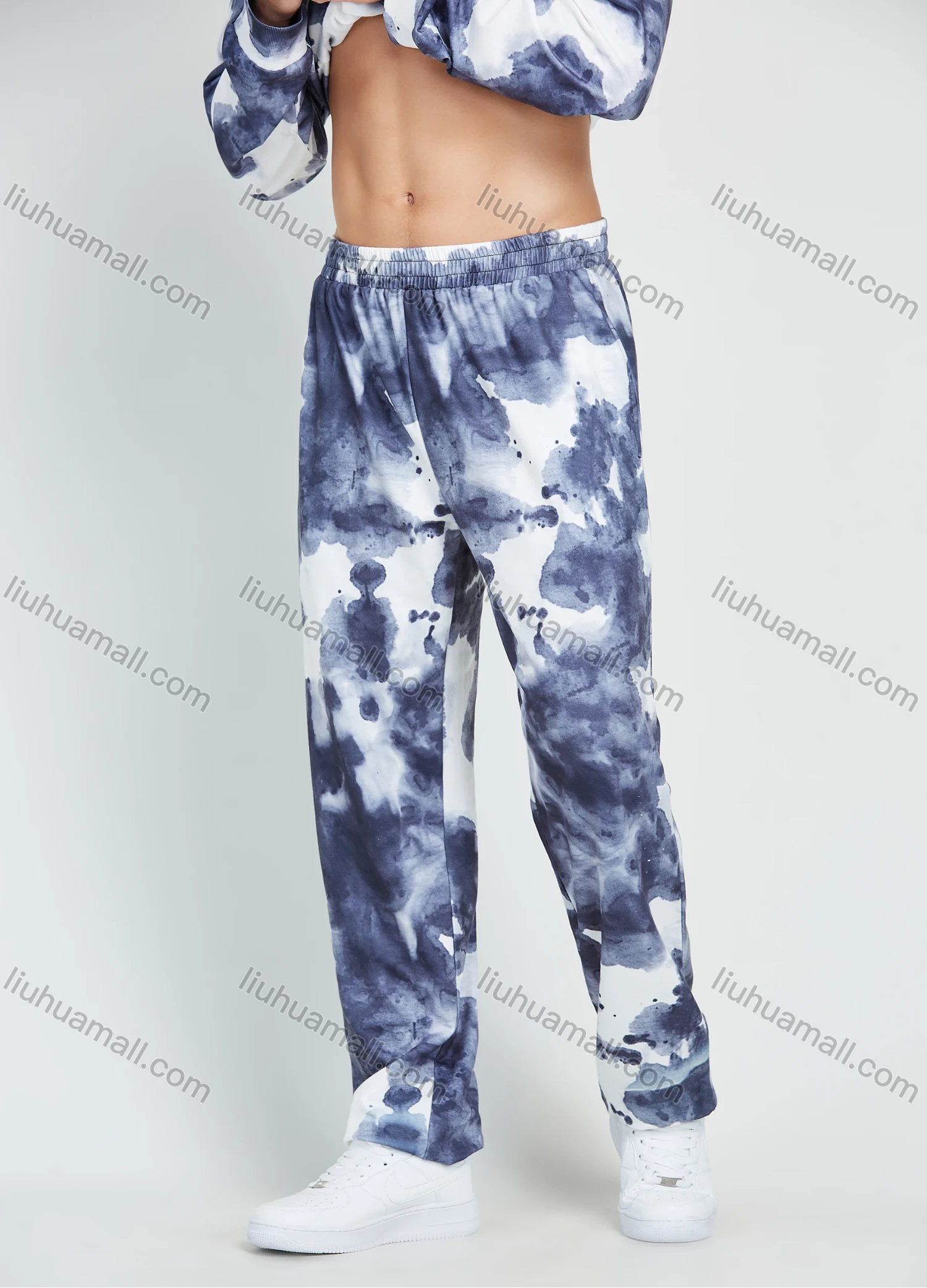Wholesale Men's Casual Round Neck Tie Dye Long Sleeve T-shirt & Pants 2 Piece Set - Liuhuamall