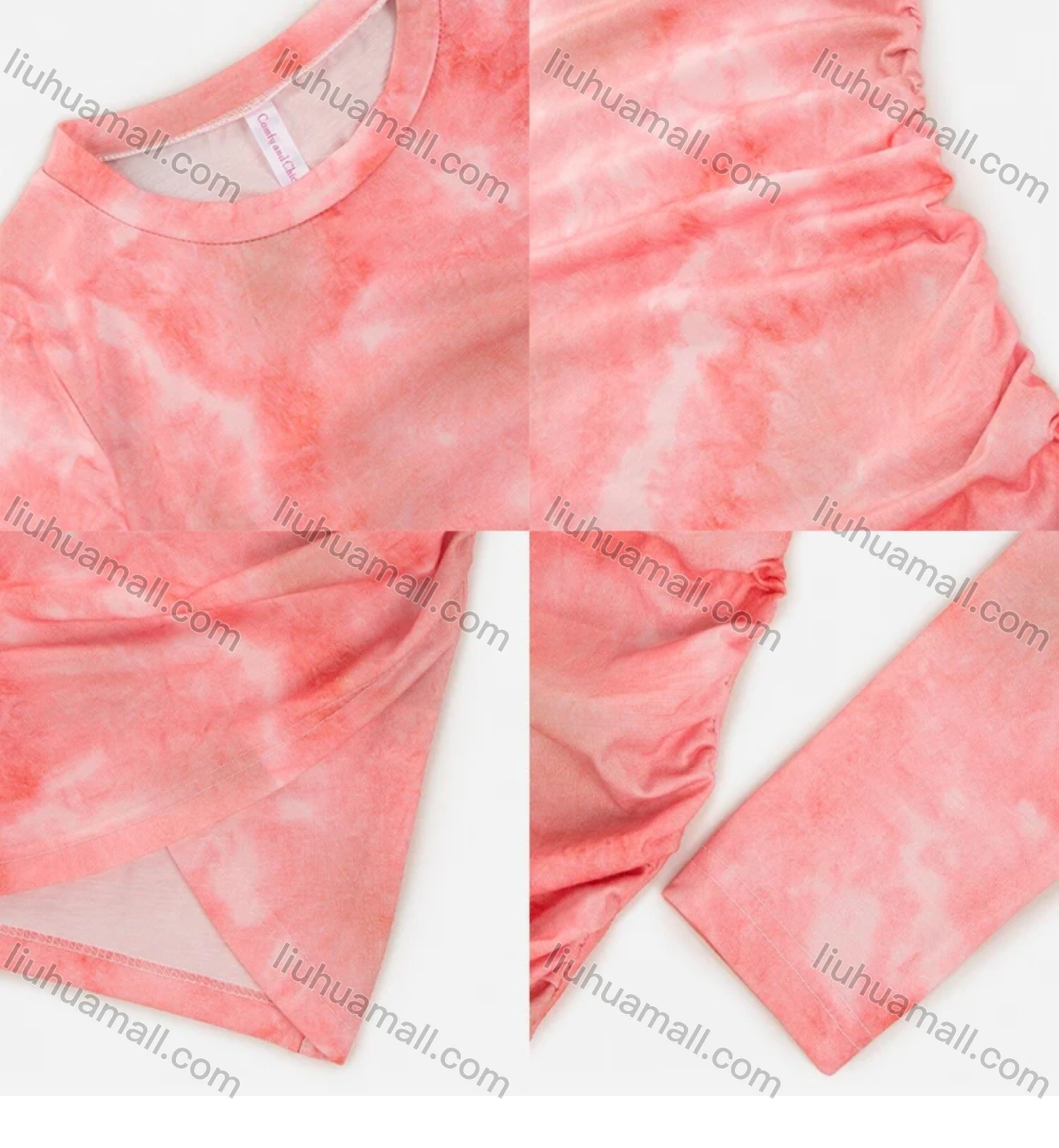 Wholesale Women's Casual Long Sleeve Crew Neck Tie Dye Print Bodycon Short Dress - Liuhuamall