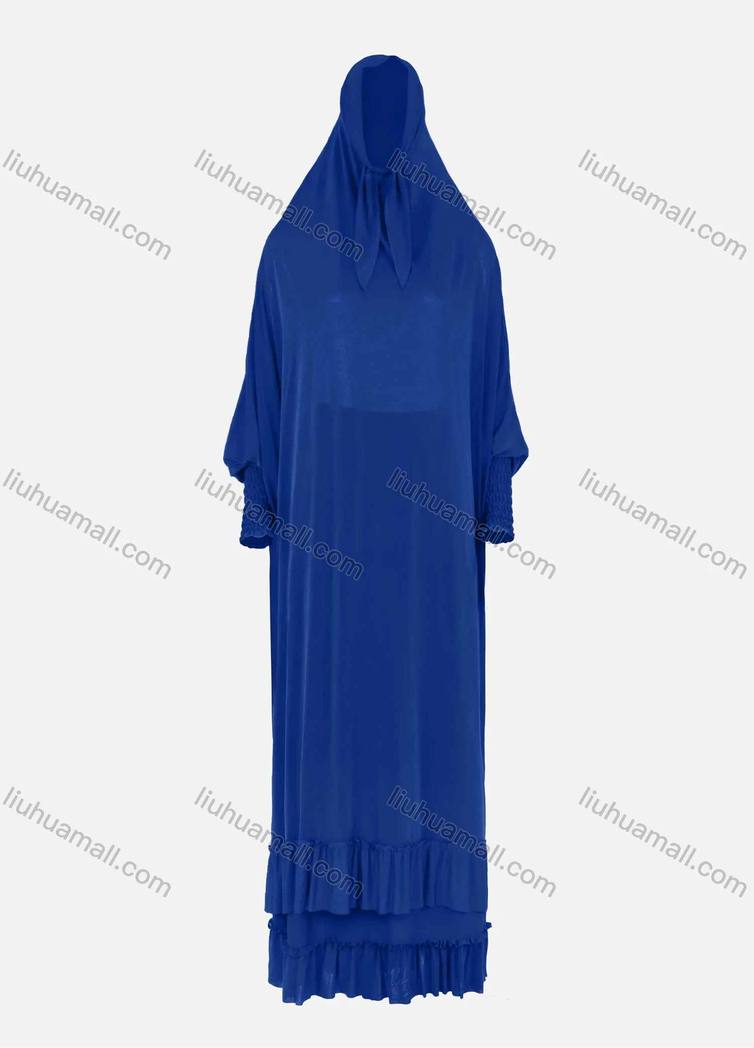 Wholesale Women's Muslim Islamic Modest Prayer Overhead Maxi Plain Abaya Dress With Hijab 2-Pieces Set - Liuhuamall