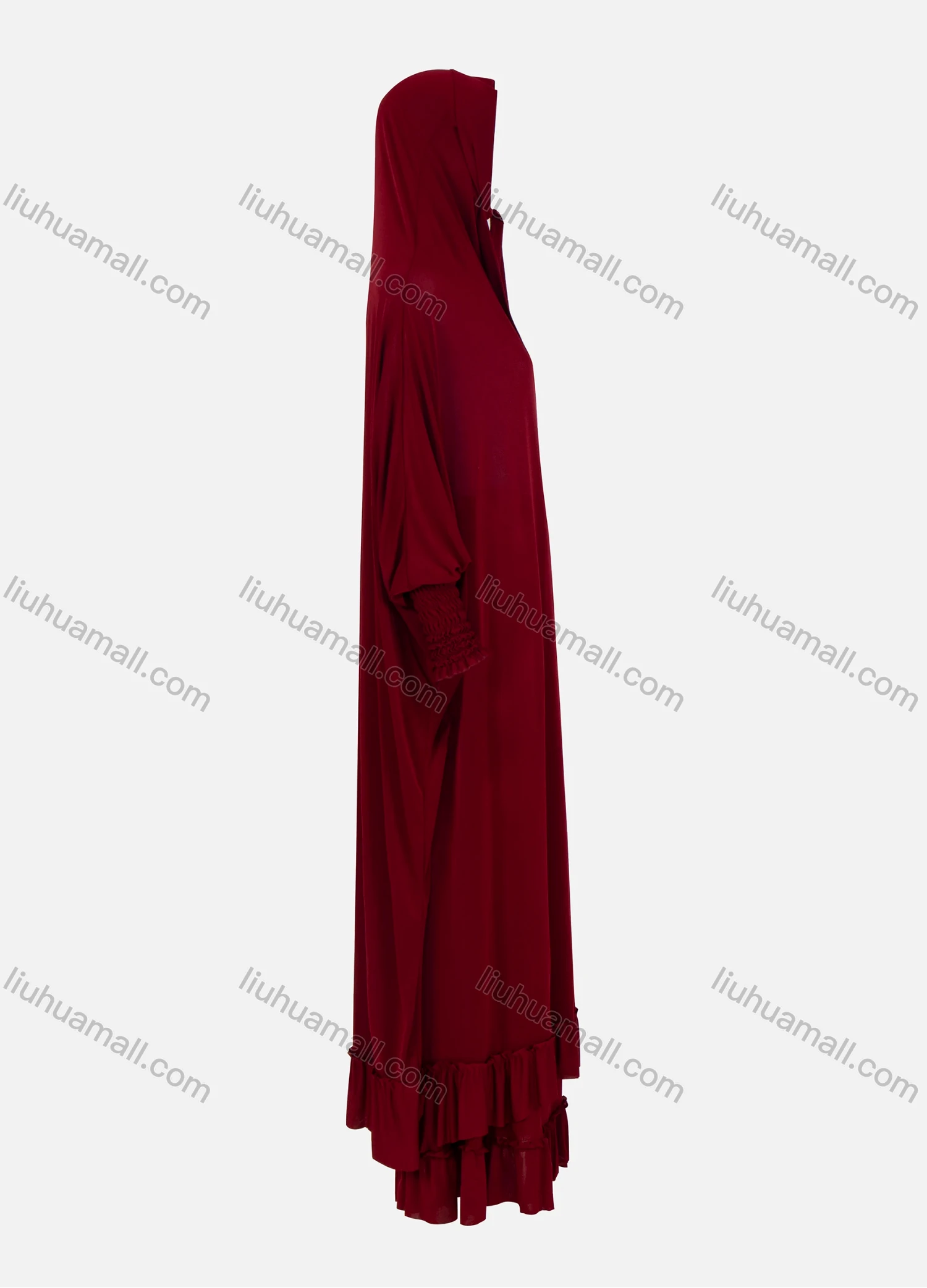 Wholesale Women's Muslim Islamic Modest Prayer Overhead Maxi Plain Abaya Dress With Hijab 2-Pieces Set - Liuhuamall