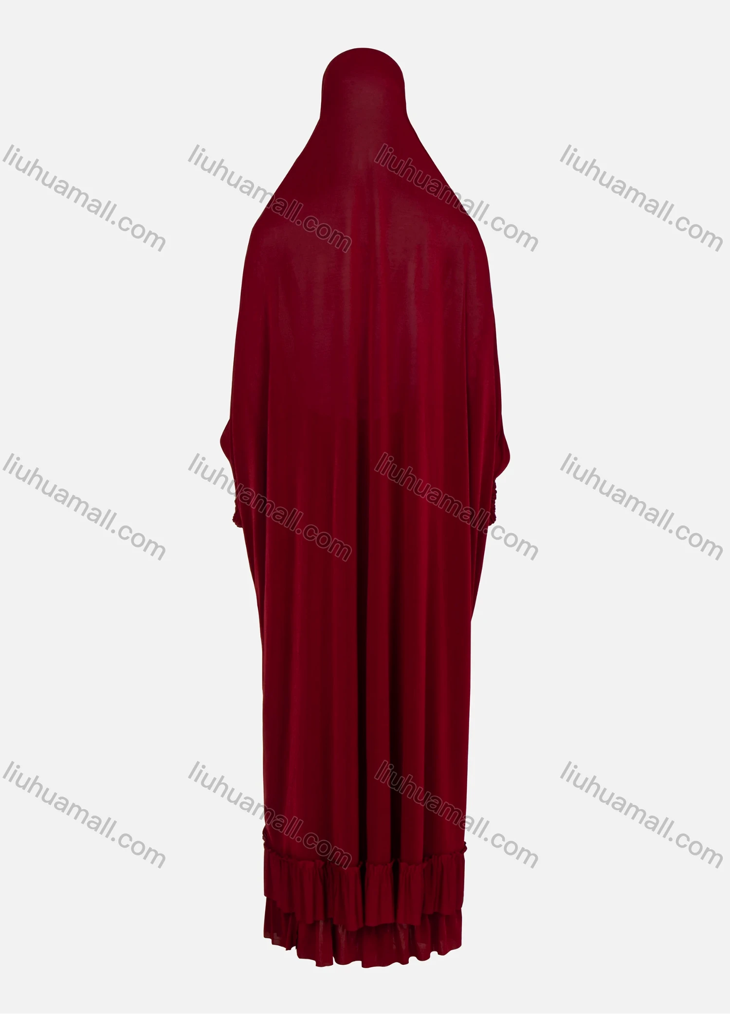 Wholesale Women's Muslim Islamic Modest Prayer Overhead Maxi Plain Abaya Dress With Hijab 2-Pieces Set - Liuhuamall