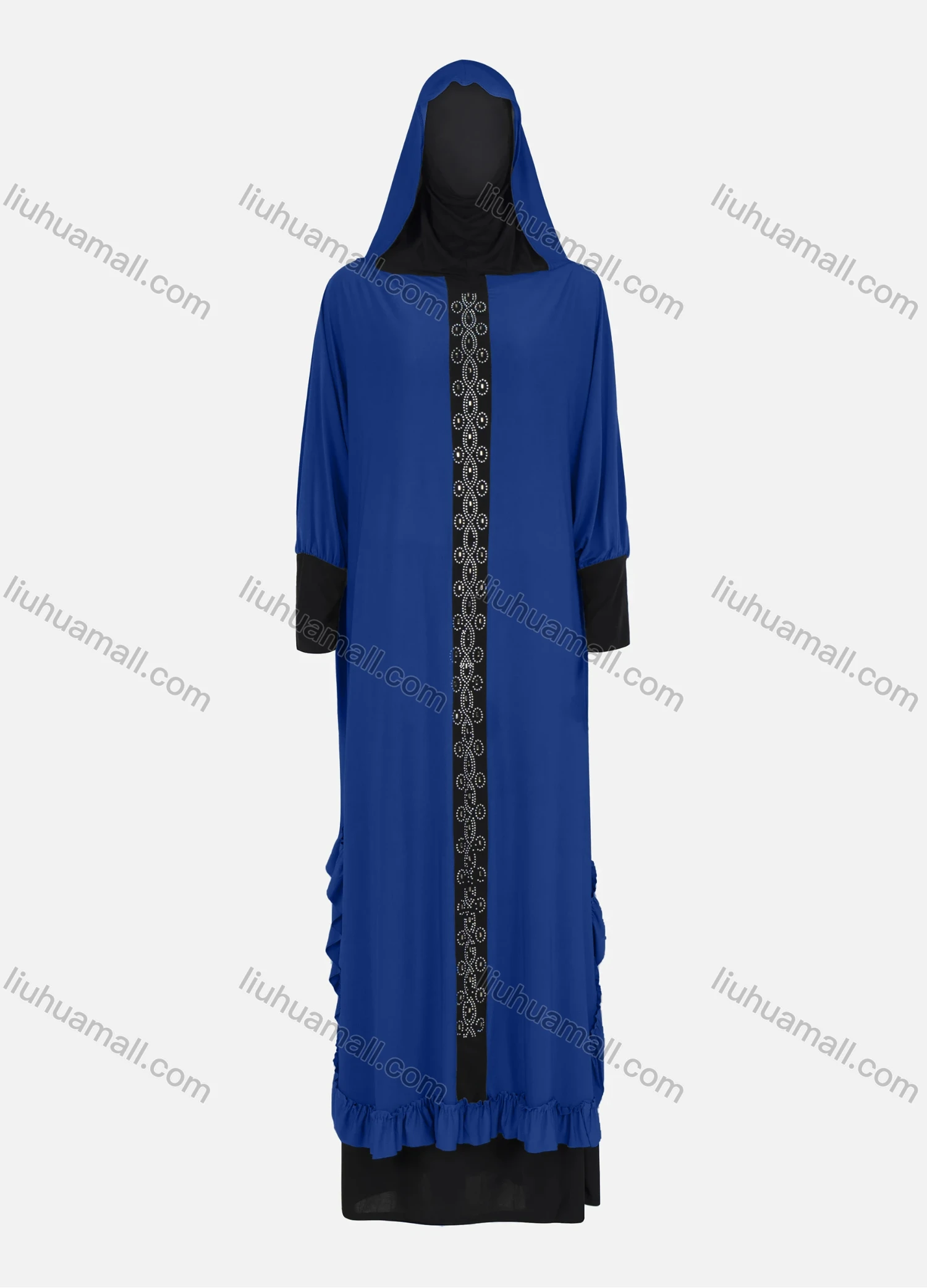 Wholesale Women's Muslim Islamic Modest Prayer Rhinestone Abaya Dress With Hijab 2 Pieces Set - Liuhuamall